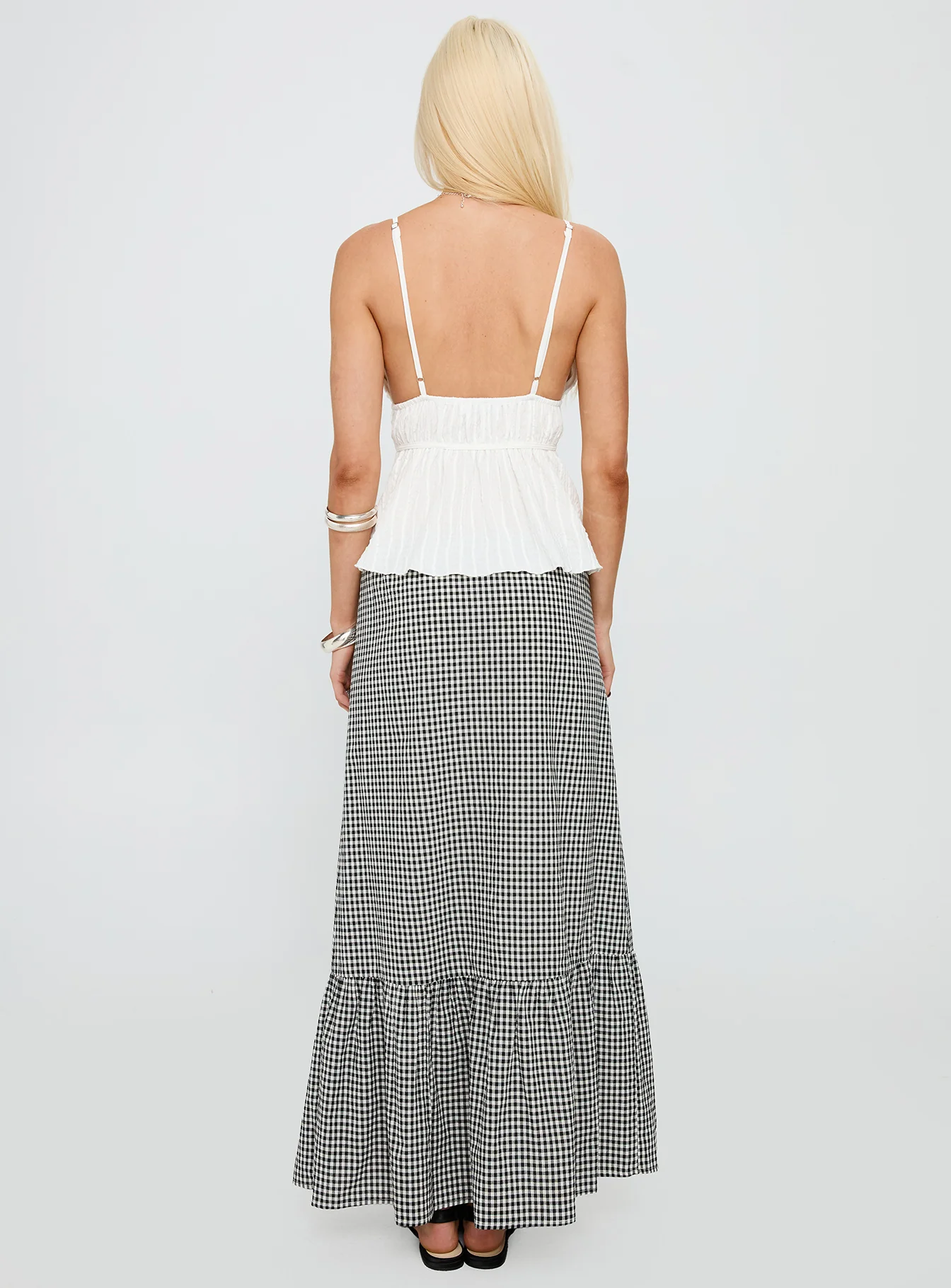 Modern Girl Maxi Skirt Black / White Gingham