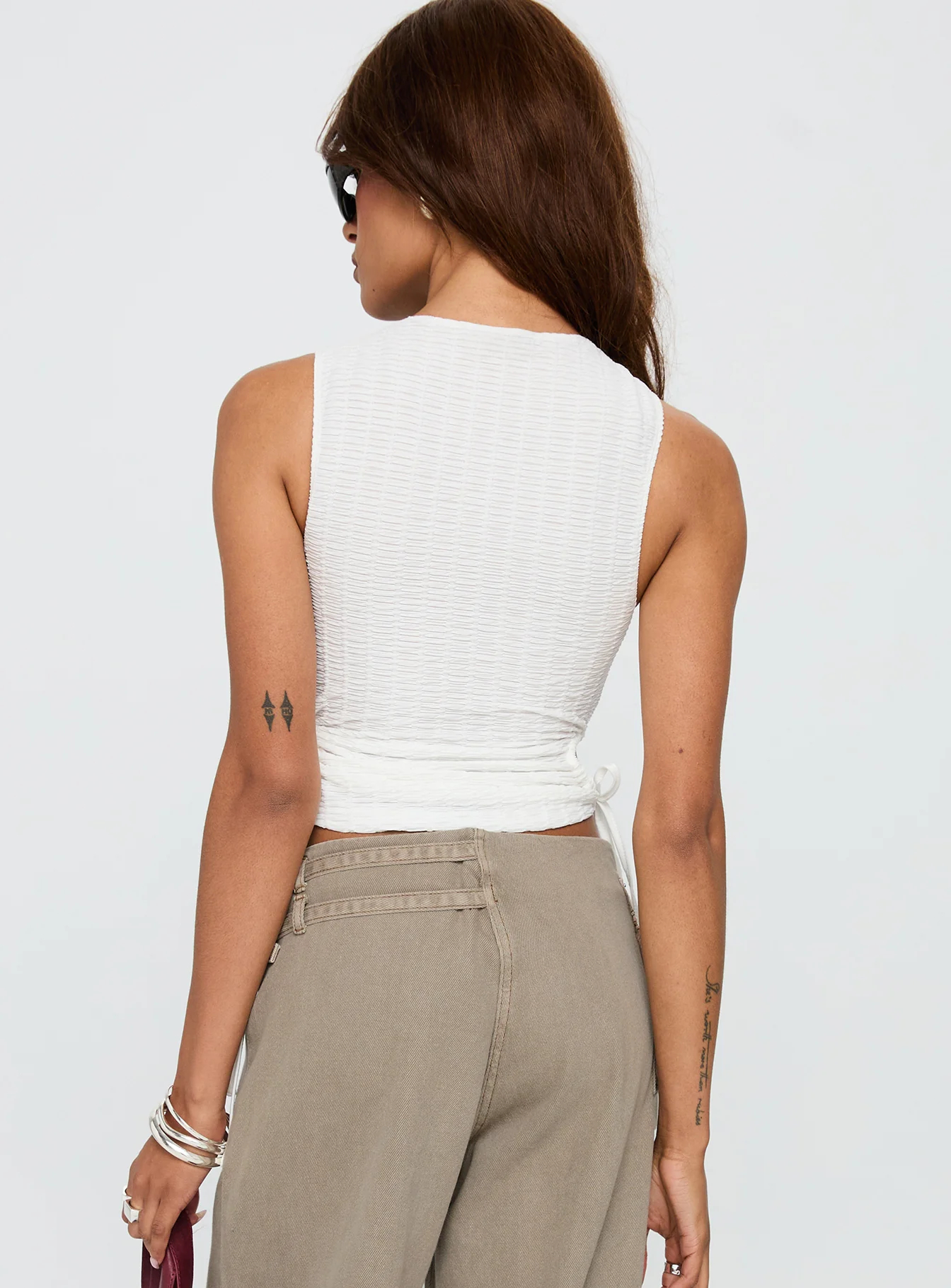 Kaelis Tie Side Top White