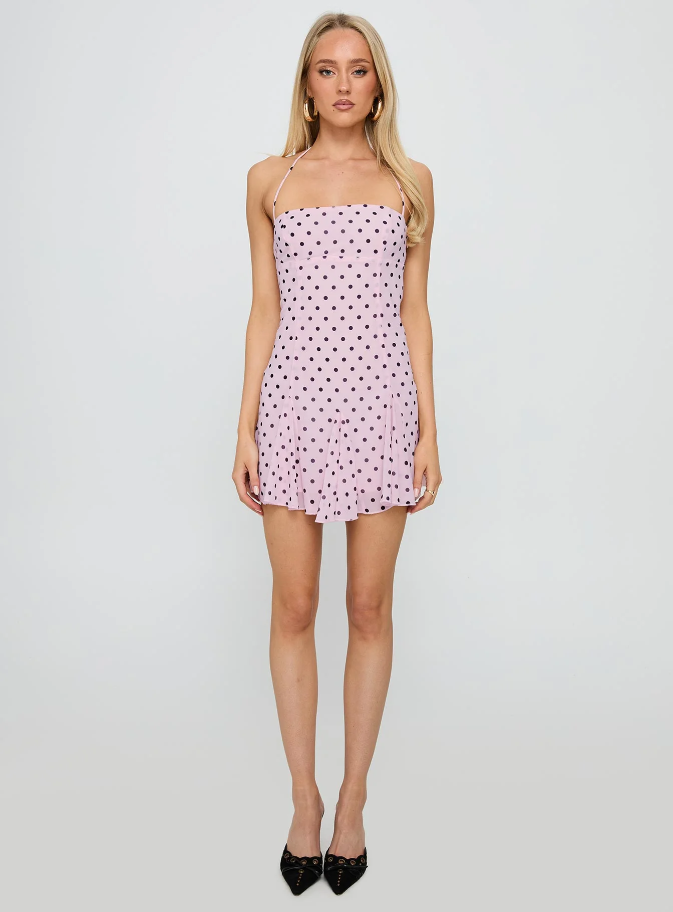 Delamere Mini Dress Pink / Black Polka