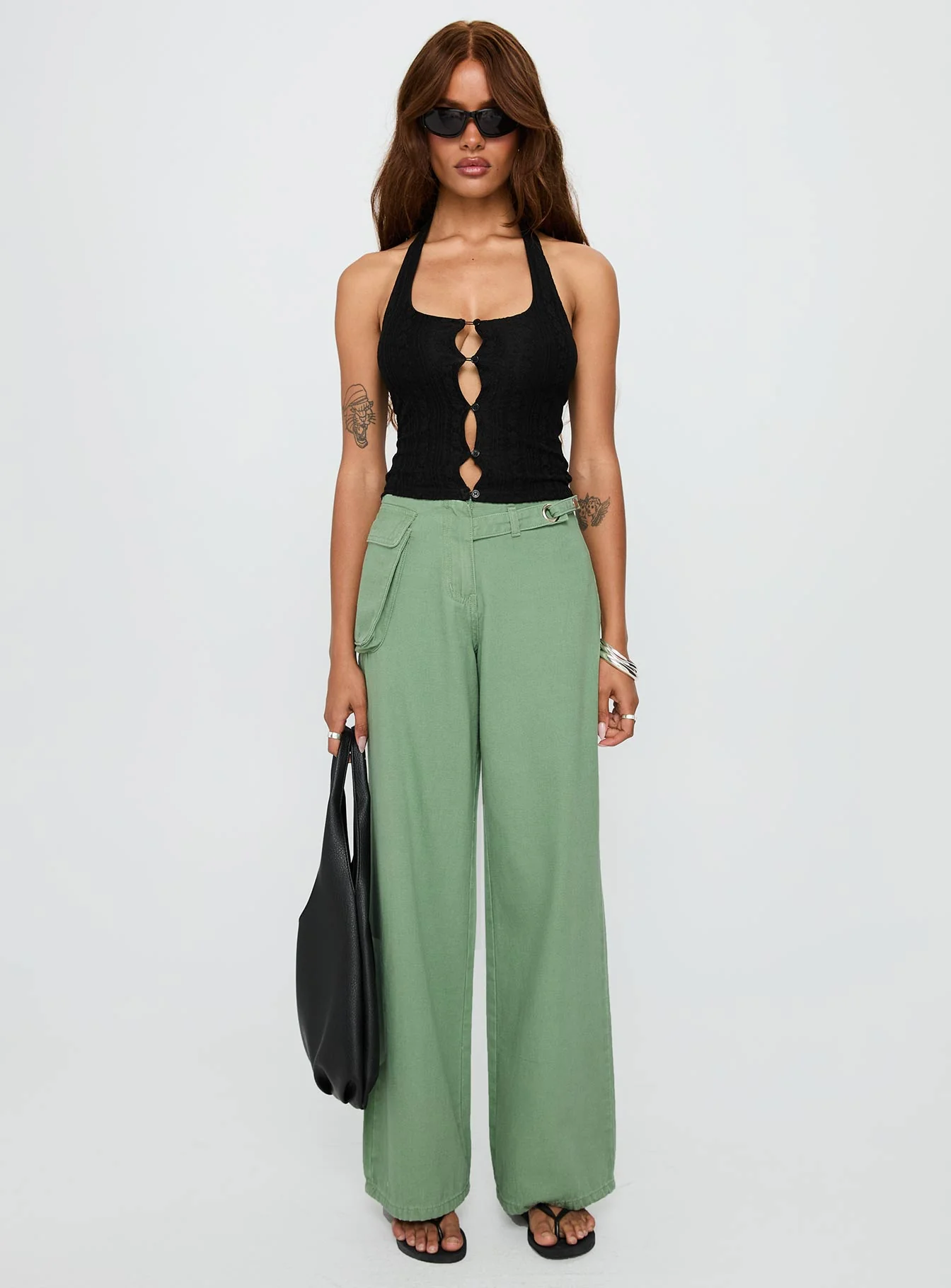 Mercadi Cargo Straight Leg Jeans Green