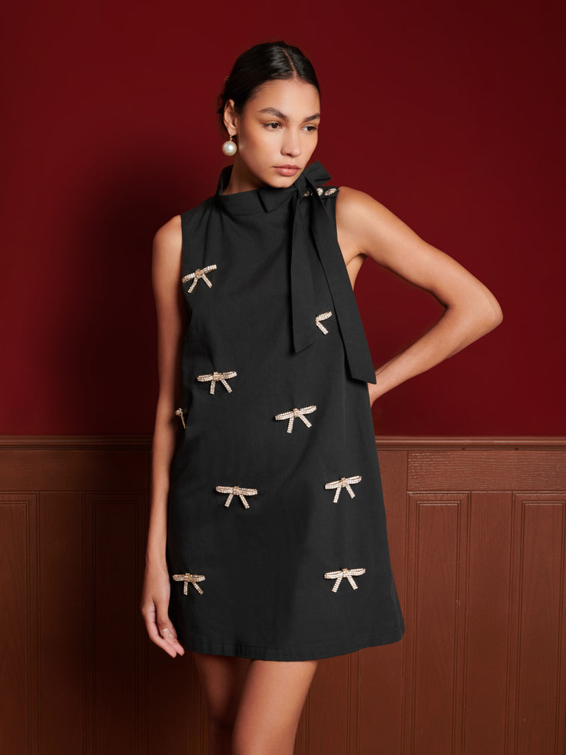 Ornate Bow Mini Dress