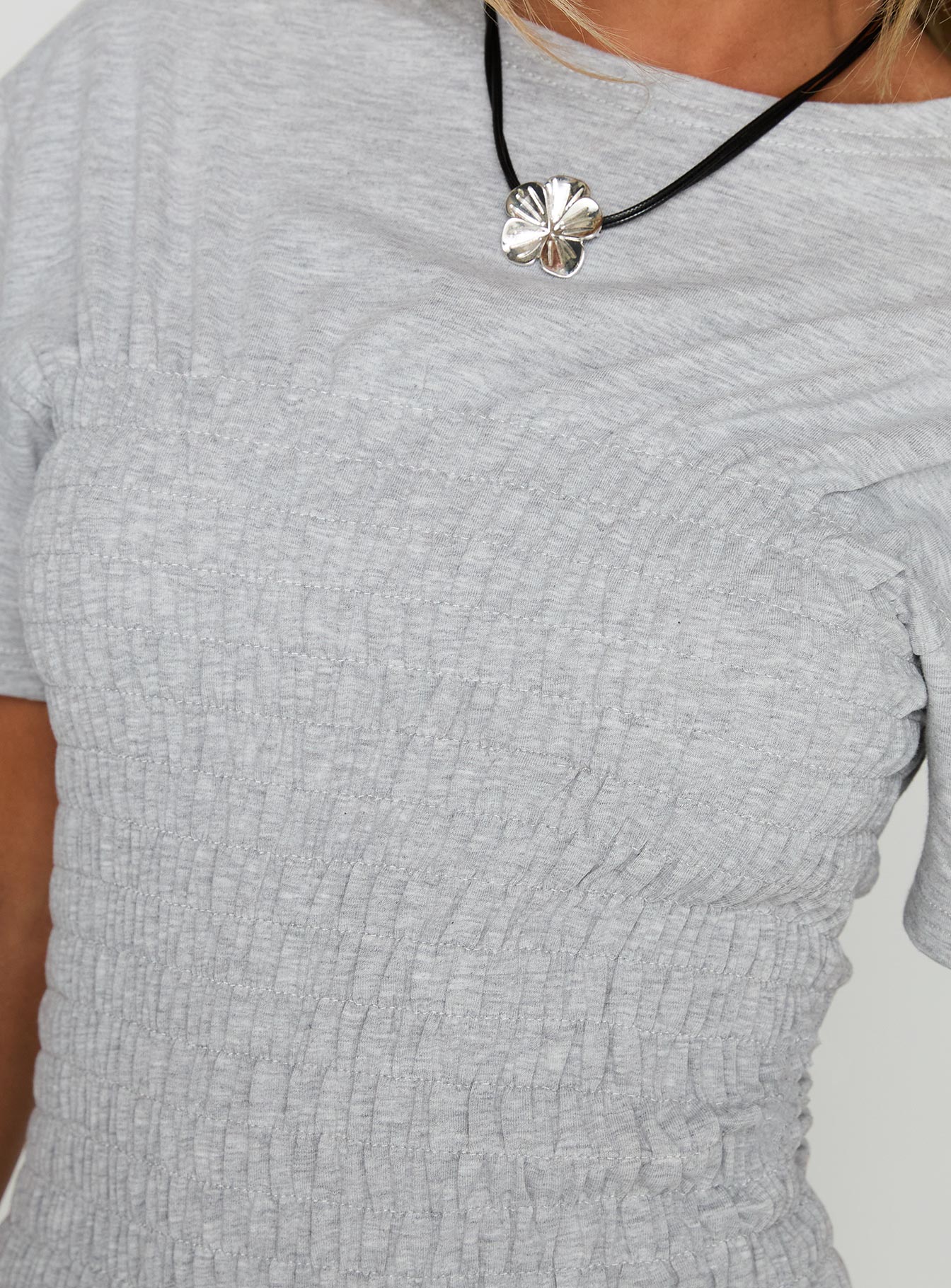 Maybe Tomorrow Ruched Top Grey