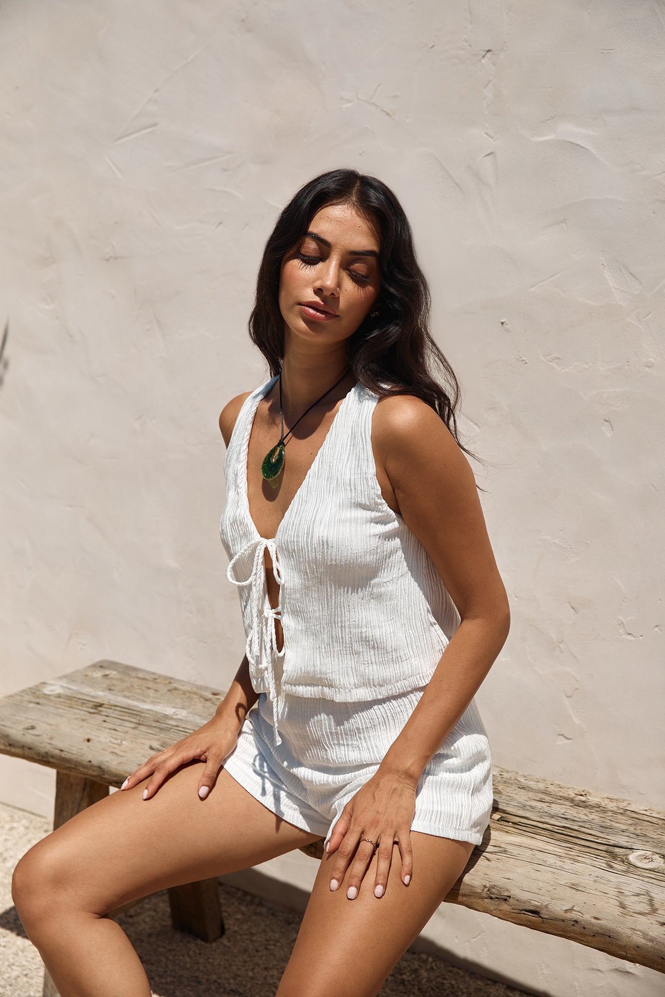 Pearlescent Jewels Crop Top White