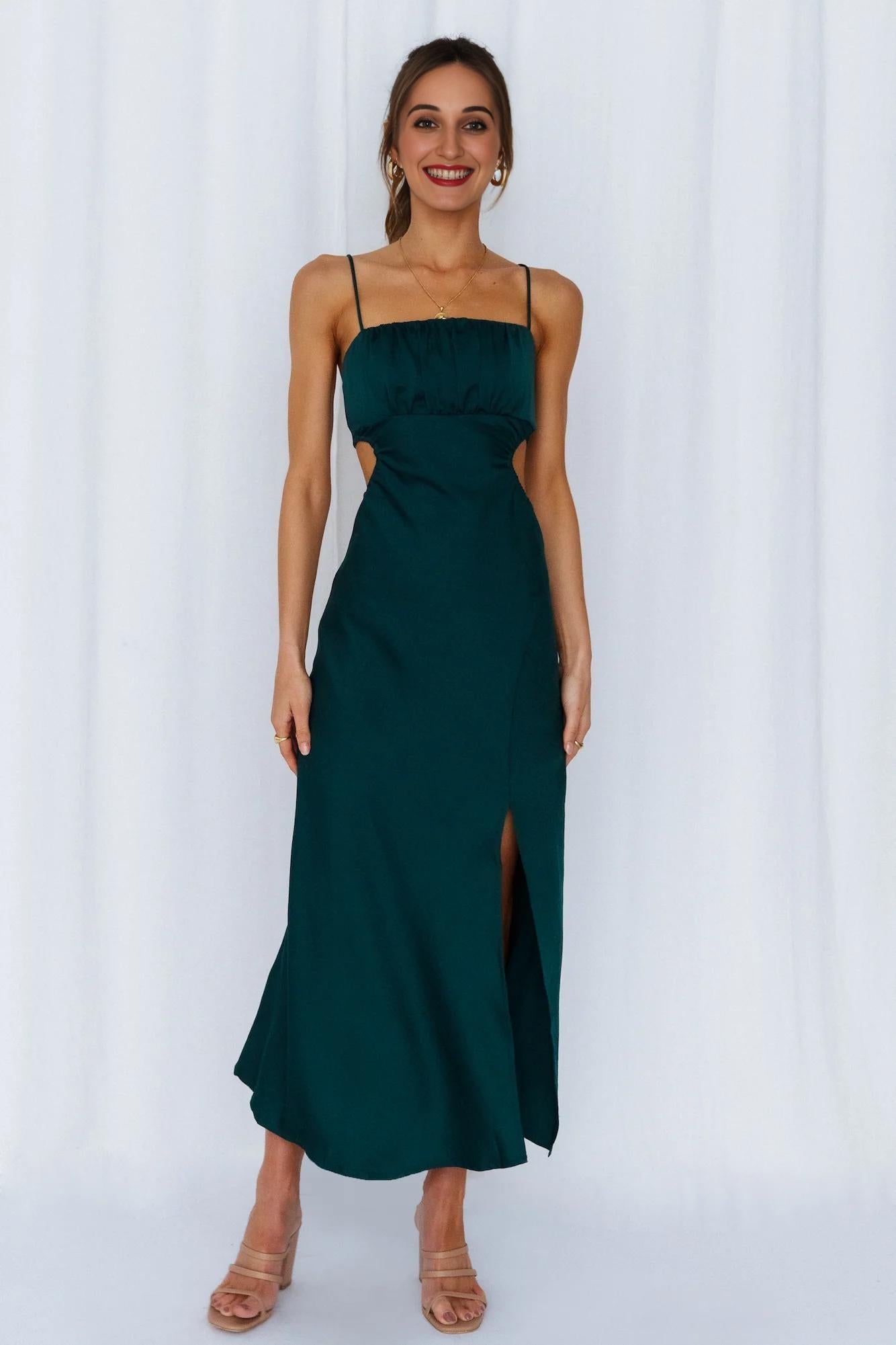 Daytime Affair Midi Dress Forest Green