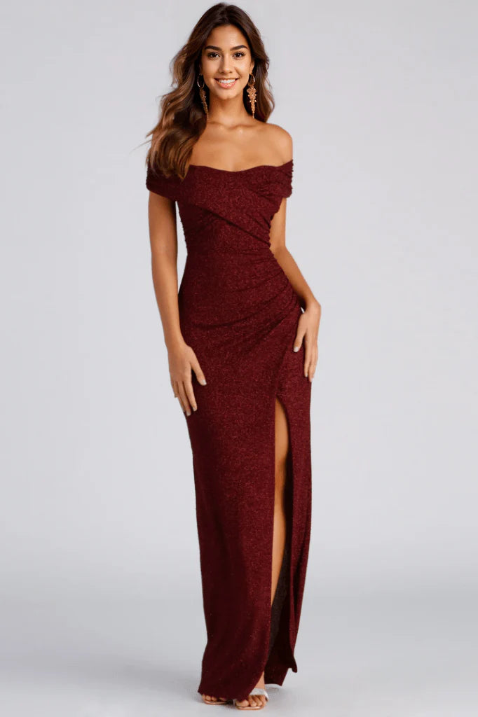 Formal Glitter Wrap Dress