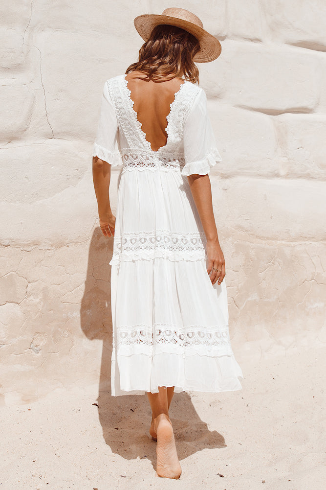 Cowboy Midi Dress White