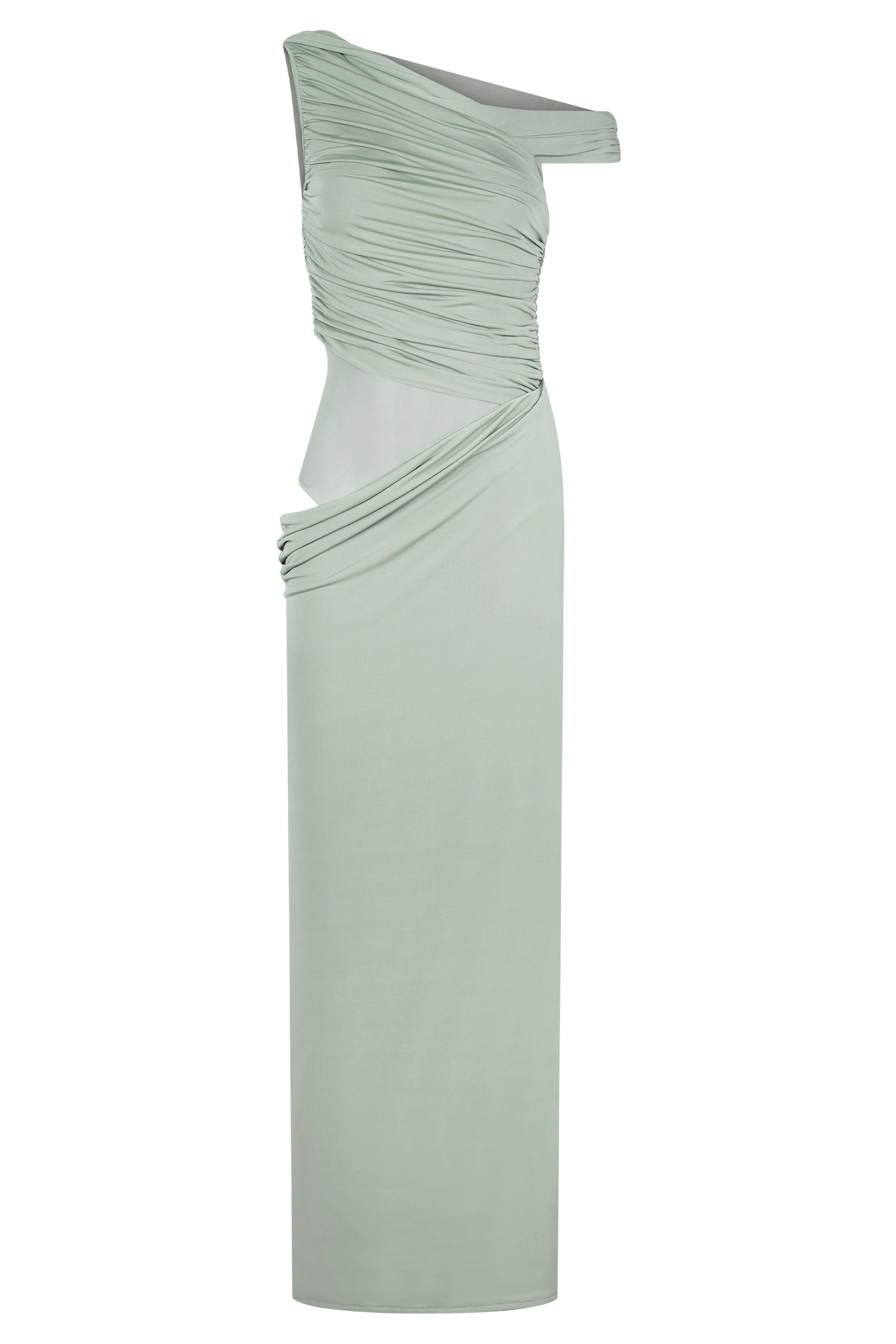 Callen One Shoulder Slinky Maxi Dress - Sage