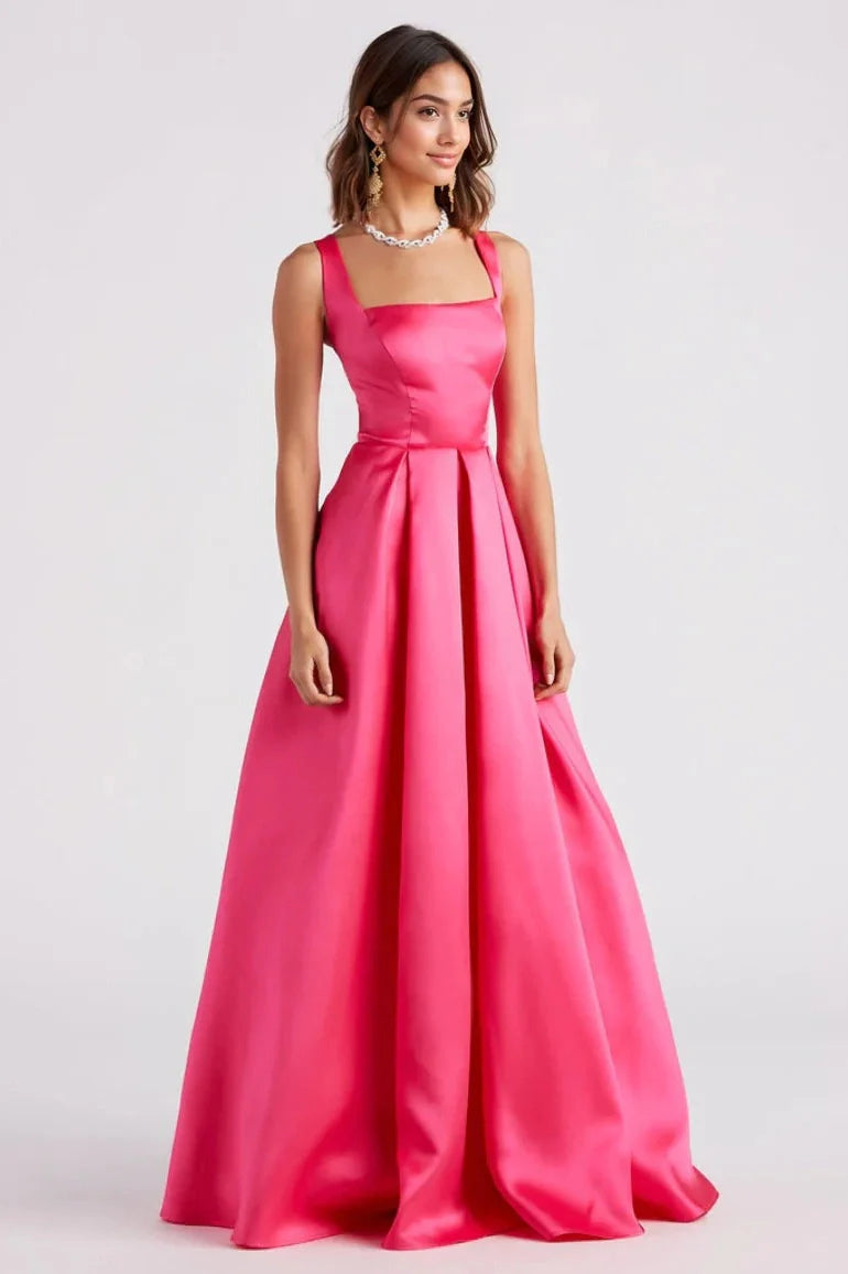 Satin Lace-Up A-Line Ball Gown