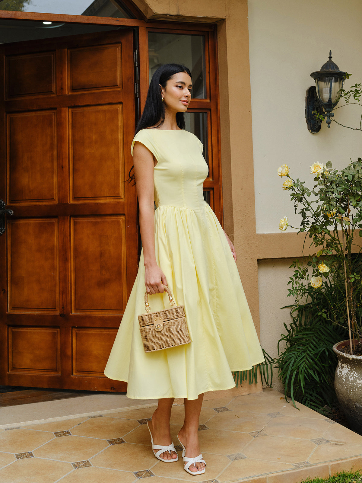 Open-Back Cap Sleeve Dress