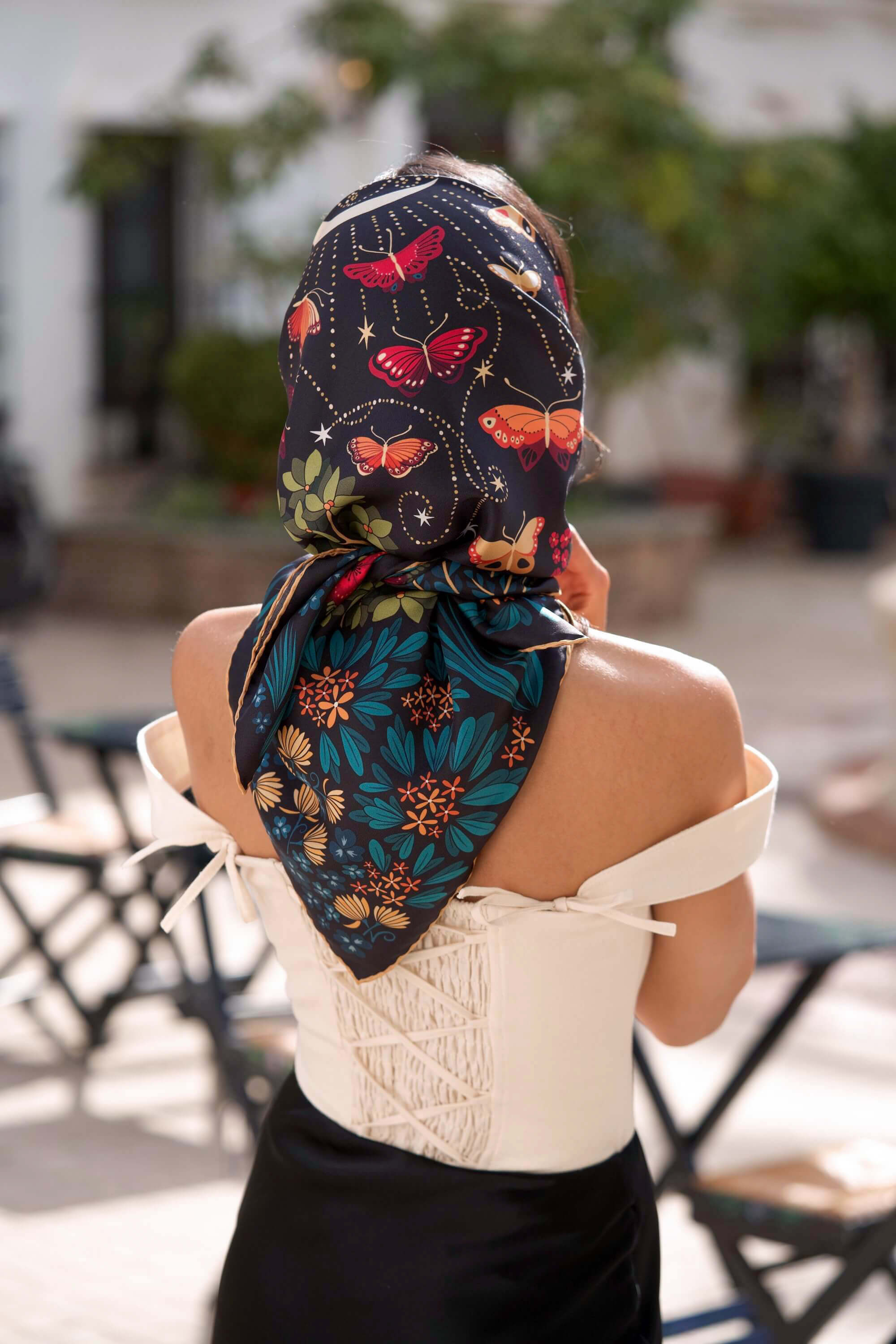 The Moon Butterfly Silk Square Scarf