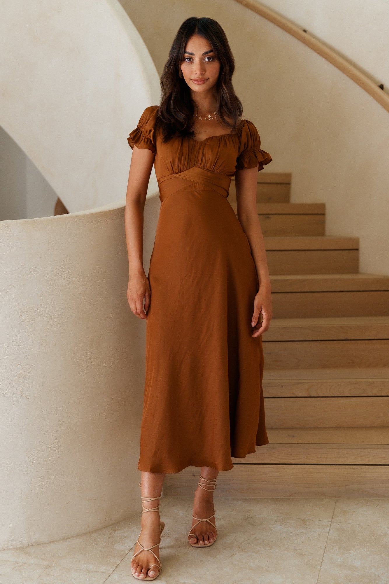 Sumatra Midi Dress Brown