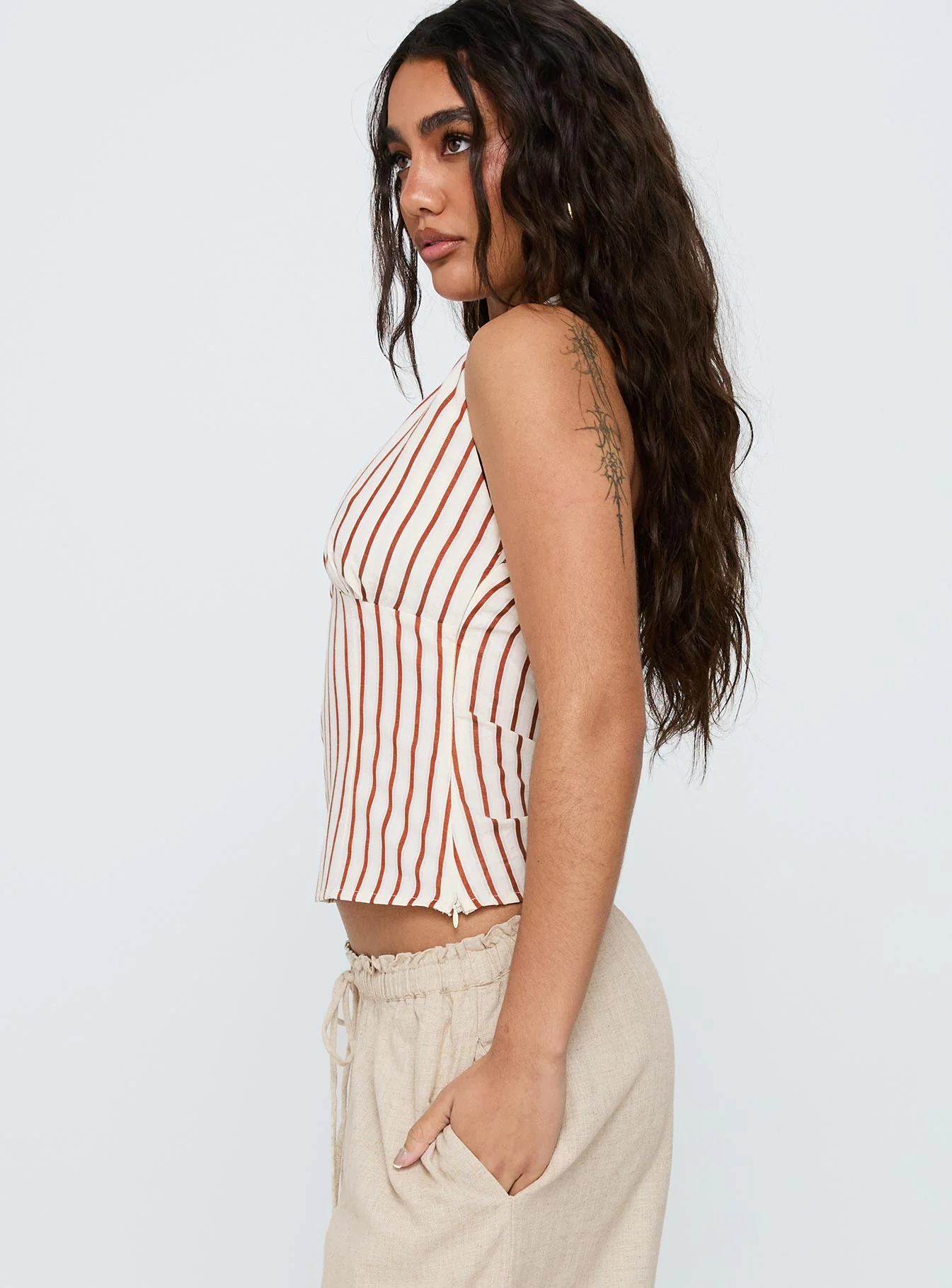 Radiant Beam Halter Top Orange Stripe