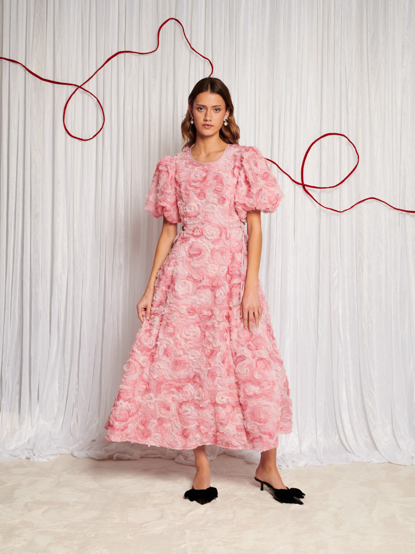 Rose Finch Tulle Midi Dress