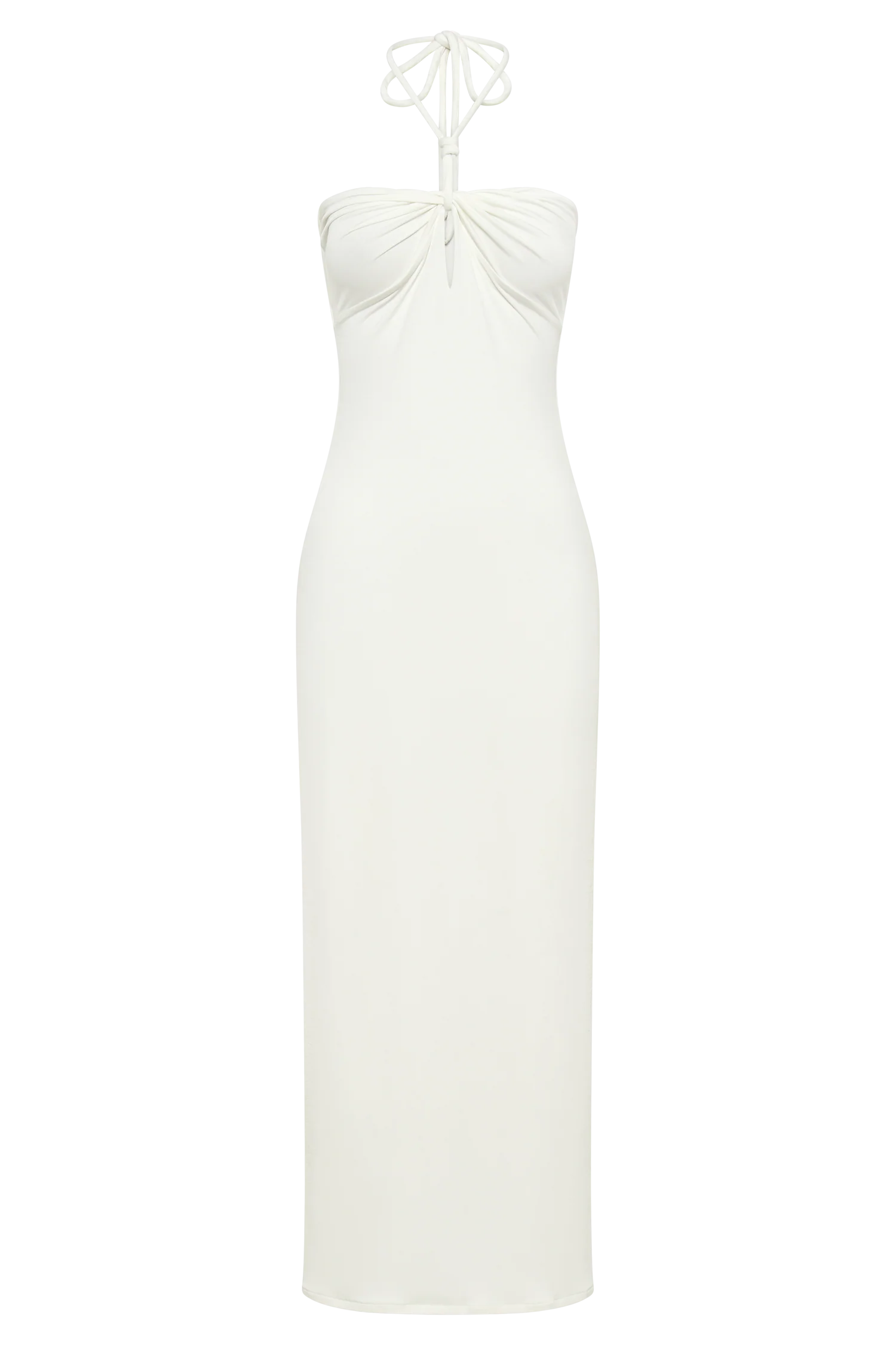 Krissy Midi Twist Halter Jersey Dress - White