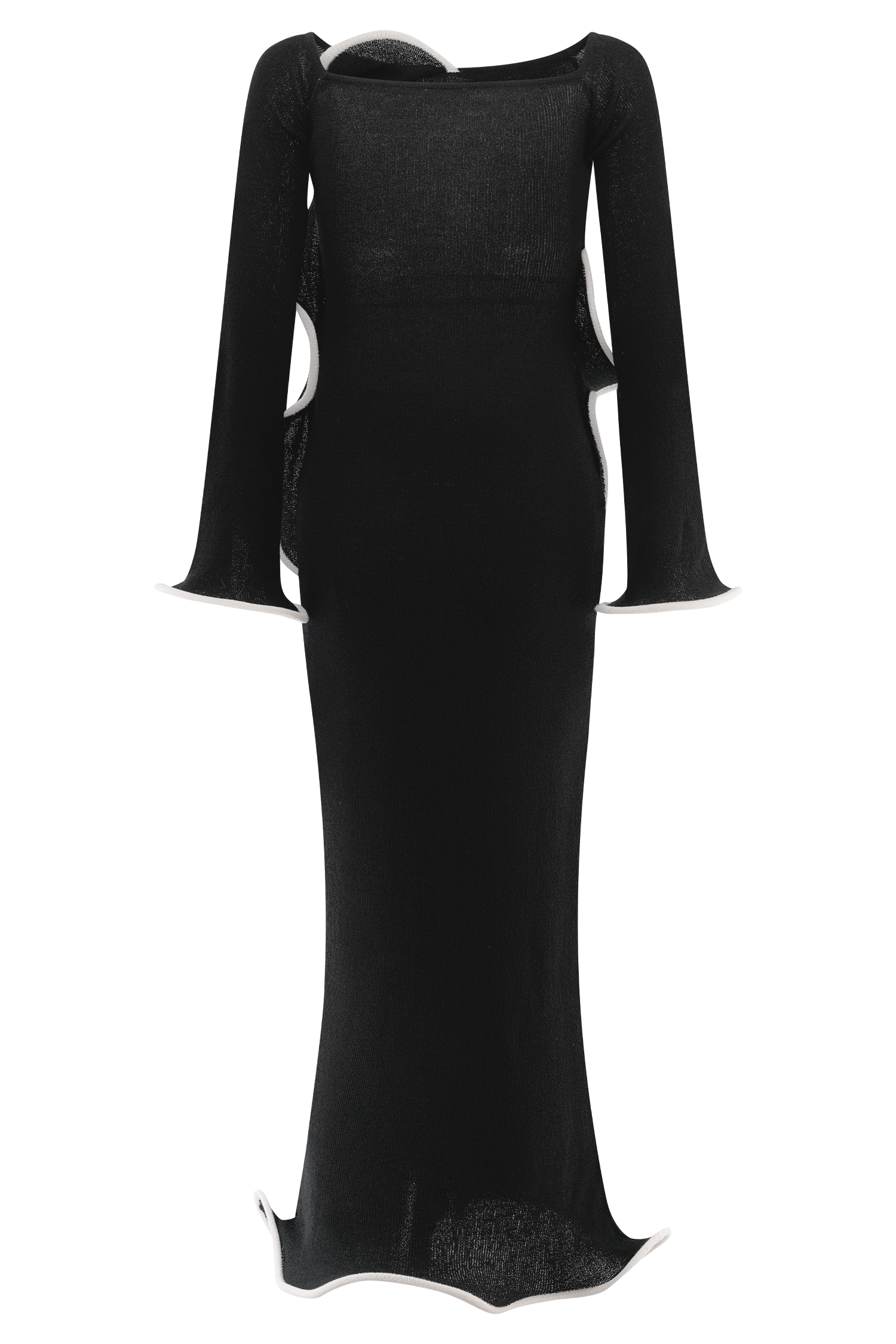 Sandrine Off Shoulder Knit Maxi Dress - Black/White