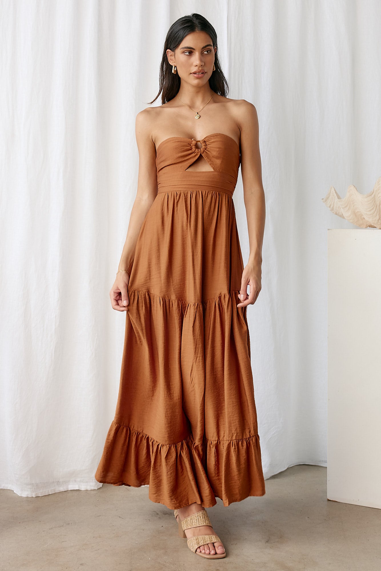 Let's Fly Away Maxi Dress Tan
