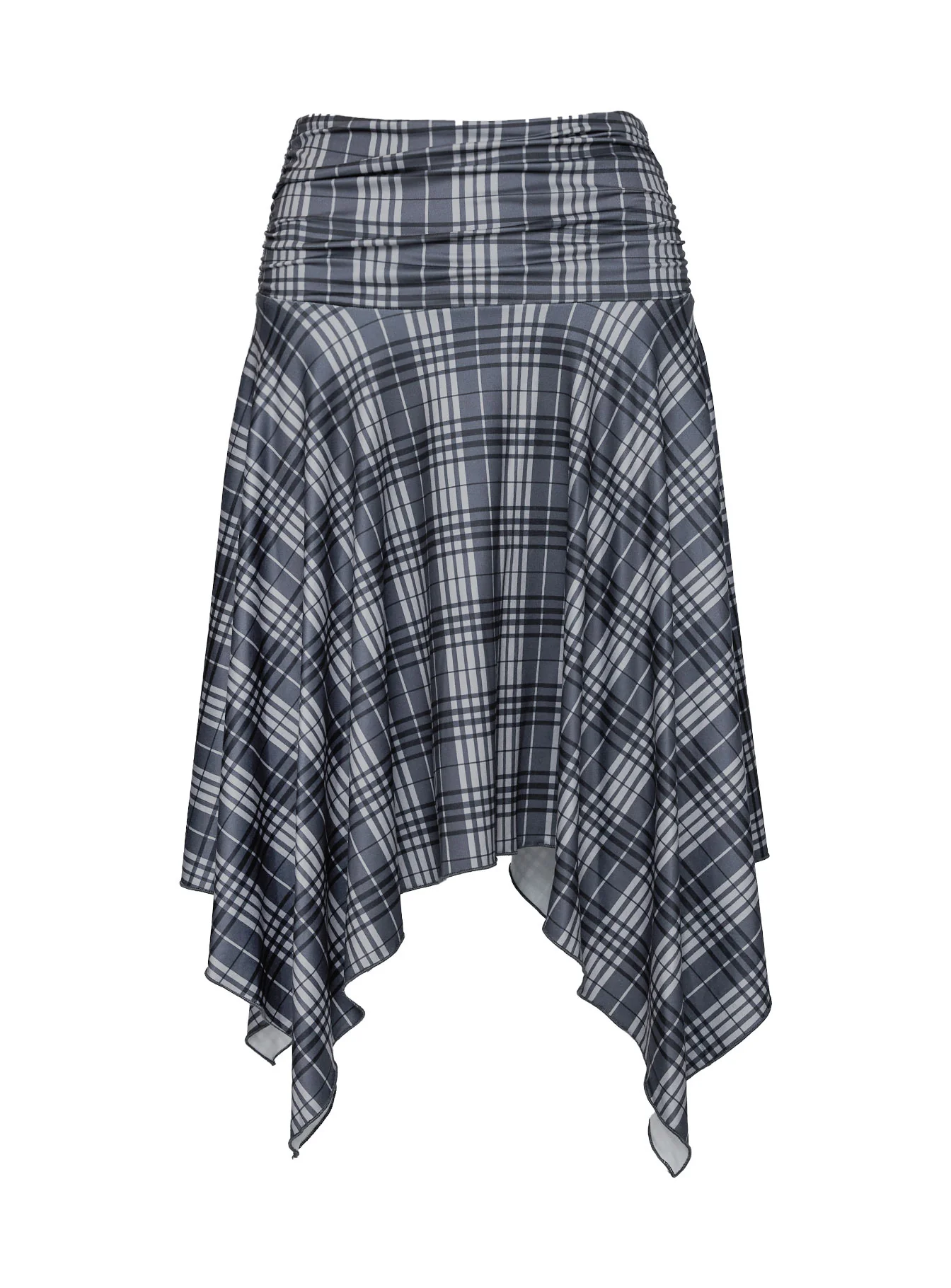 Scholar Asymmetrical Midi Skirt Grey Check