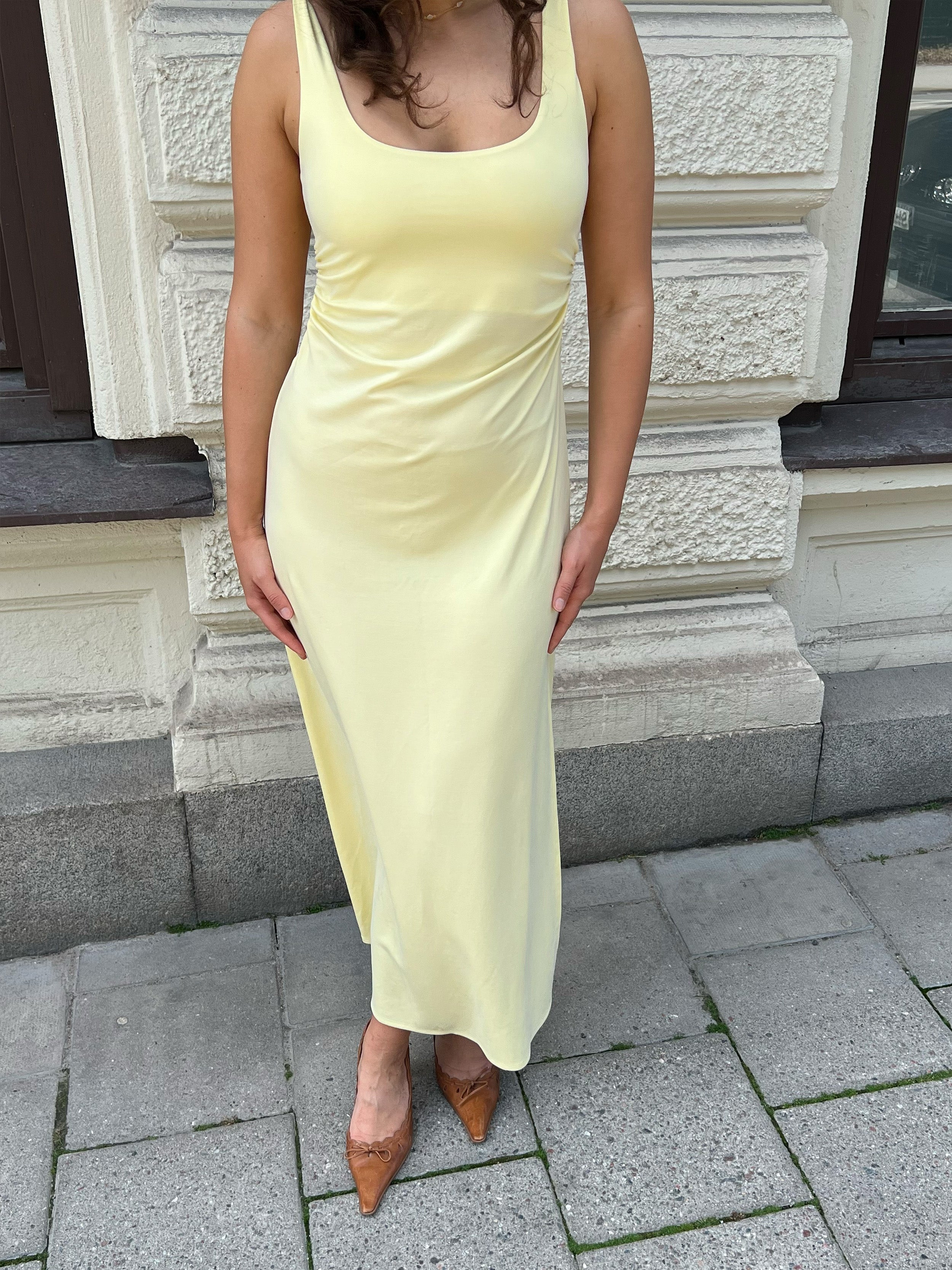 Citrine Midi Slip Dress Light Yellow