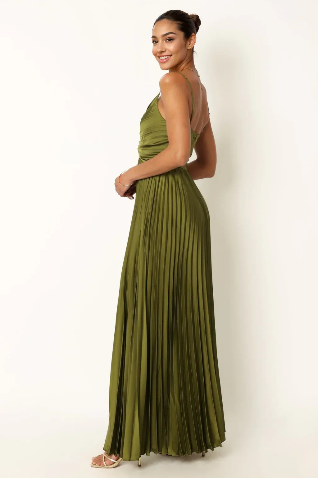 Naira Pleated Maxi Dress - Palm Green