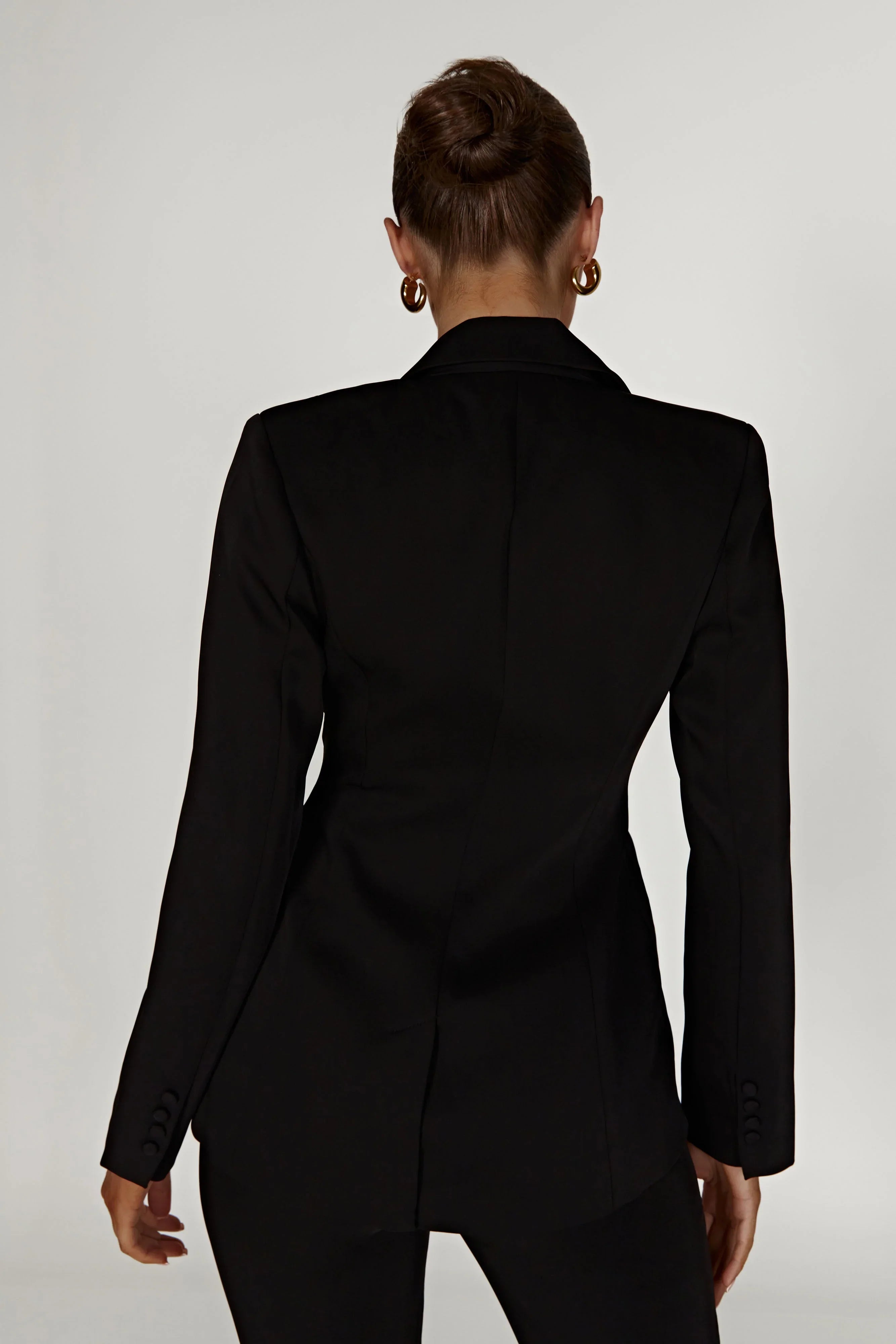 Helda Fitted Cinched Waist Blazer - Black