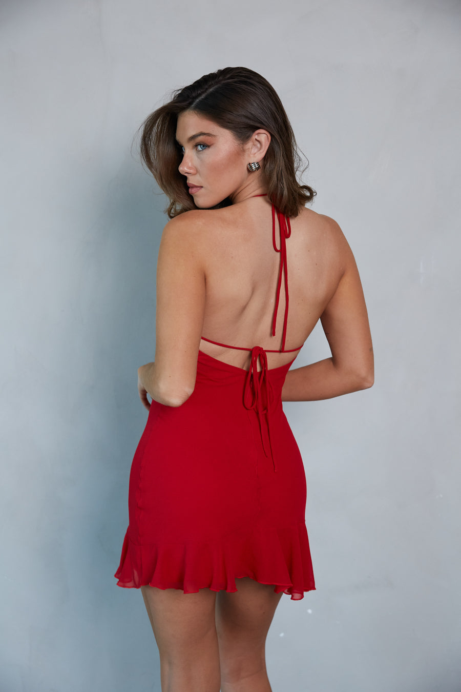 Bex Halter Ruffle Mini Dress