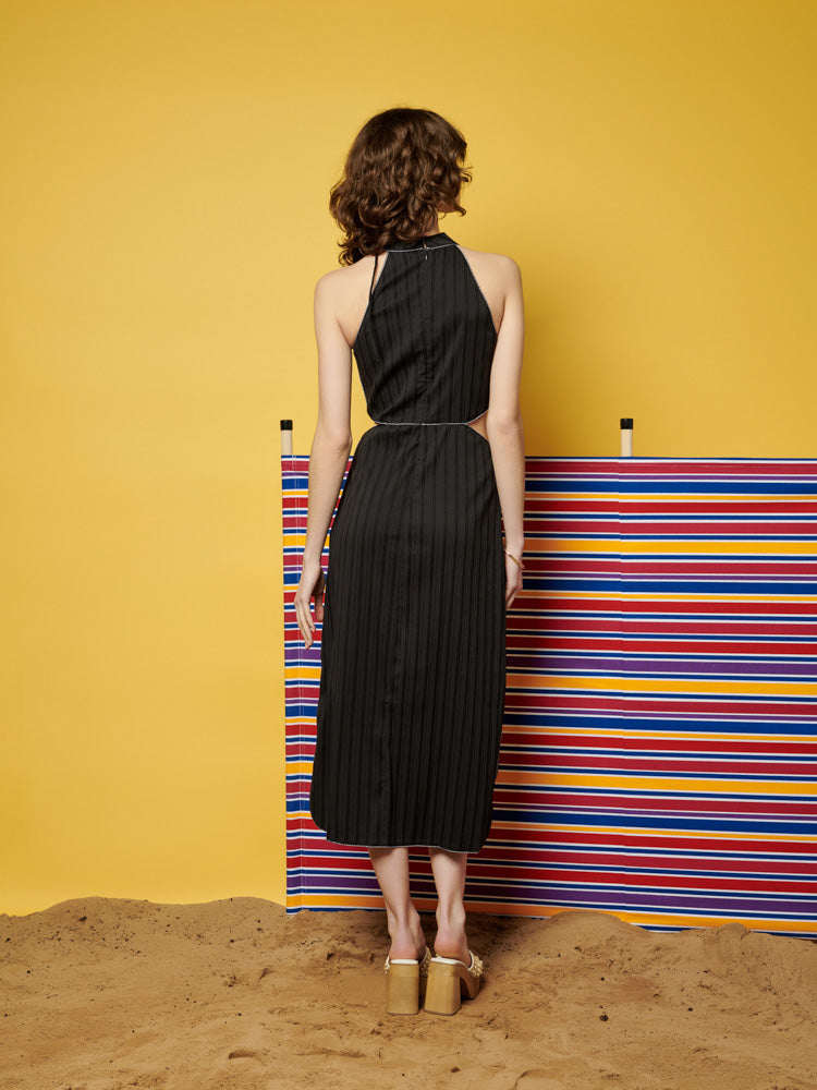 Sylvie Stripe Cut Out Midi Dress