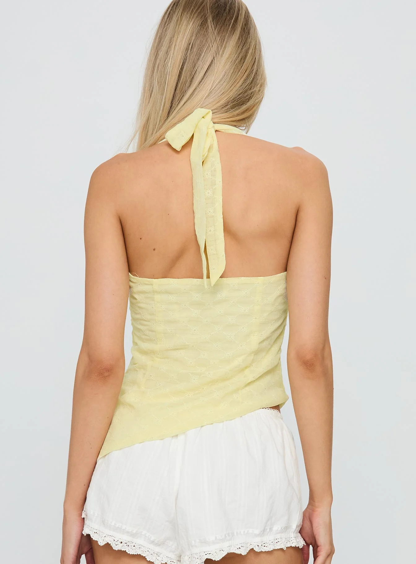 Isabellah Cross Front Halter Top Yellow