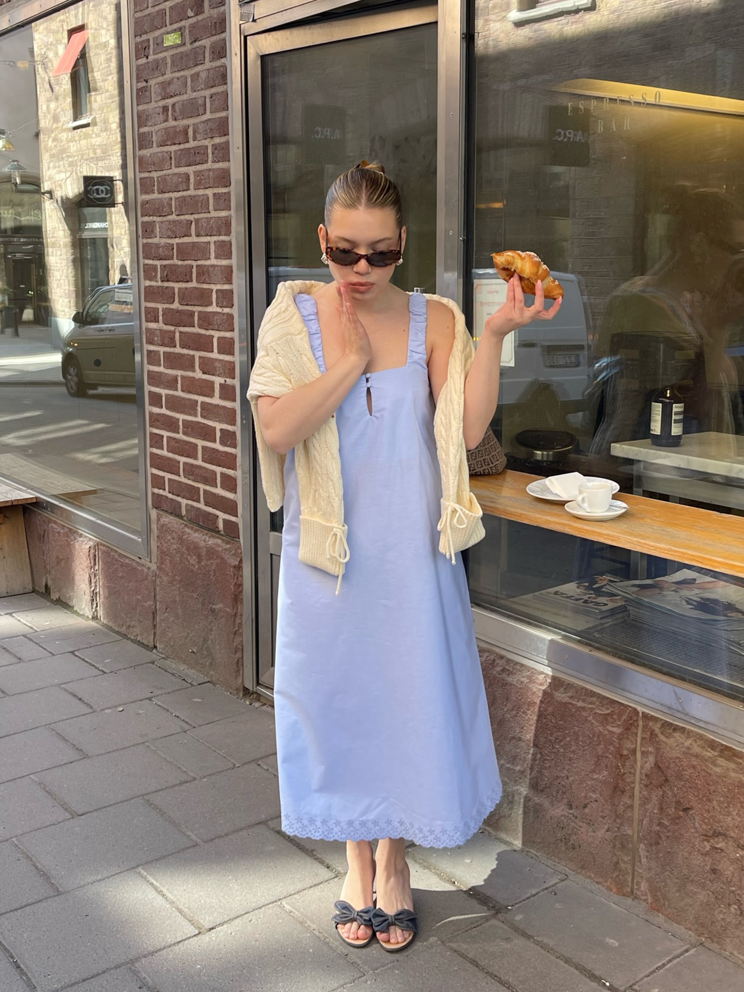 Breezy Embroidered Dress Blue