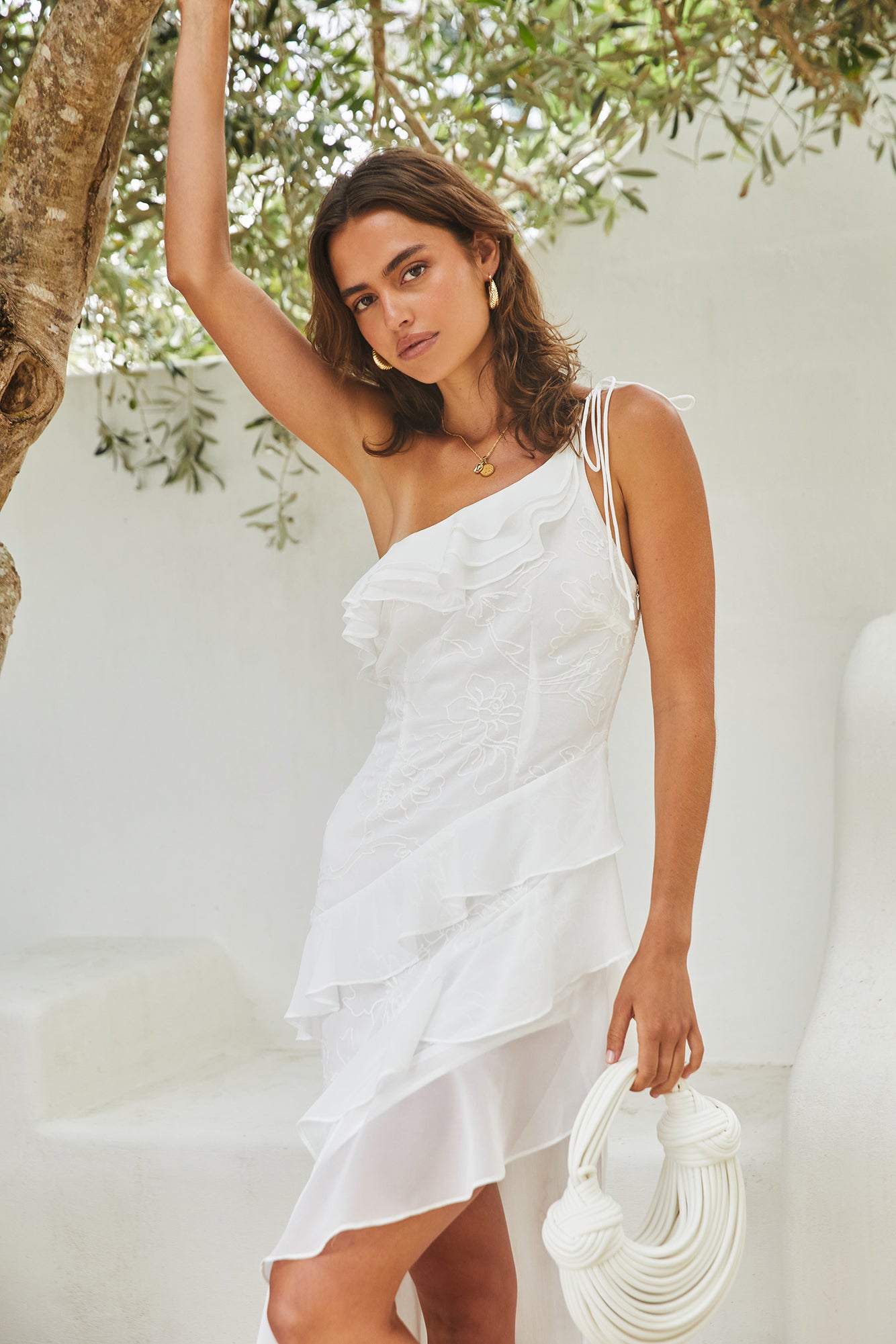 Ocean Melody Midi Dress White