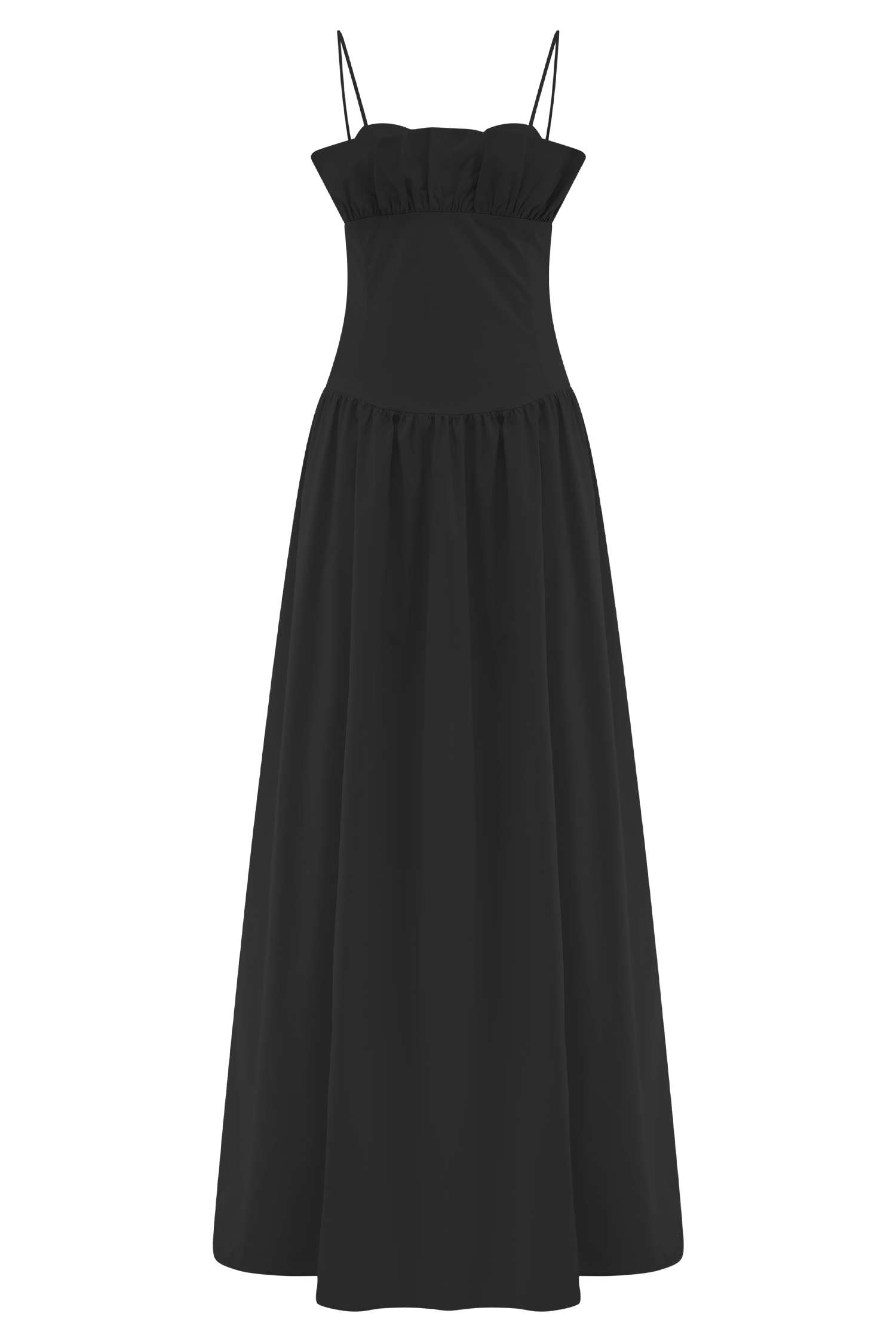 Janis Cotton Frill Maxi Dress - Black