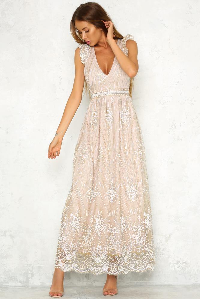 Glitter Trail Maxi Dress Bronze