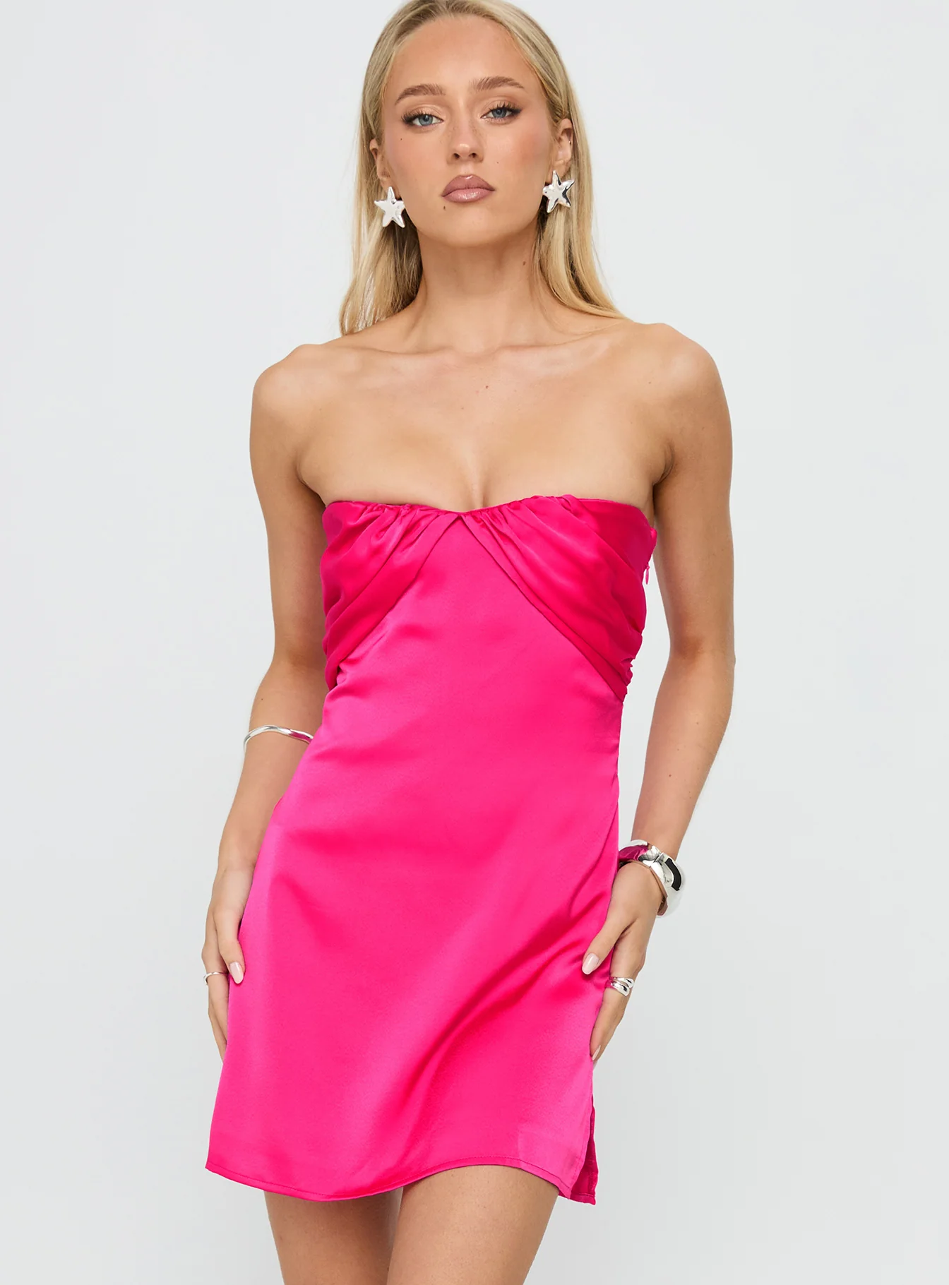 Irena Strapless Mini Dress Hot Pink