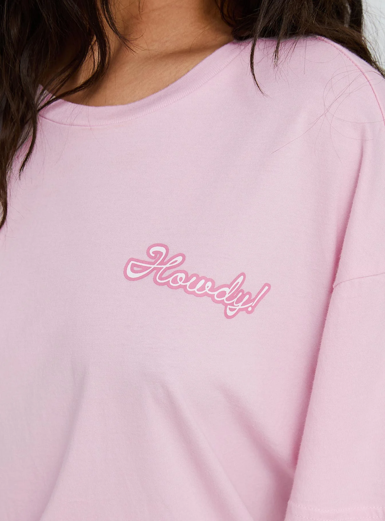 Howdy Partner Oversized Graphic Tee Pink