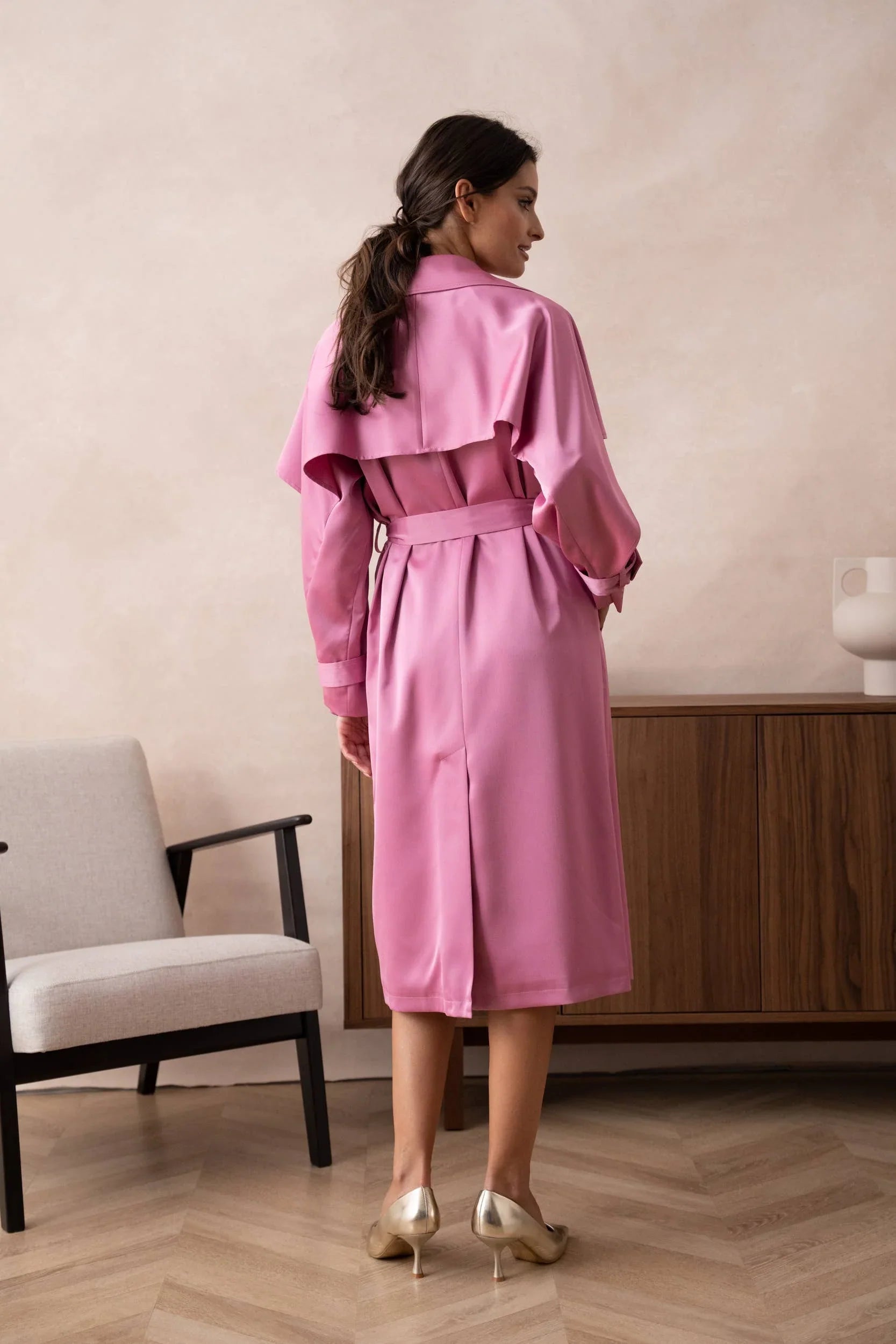 Azalea Satin Trench Coat