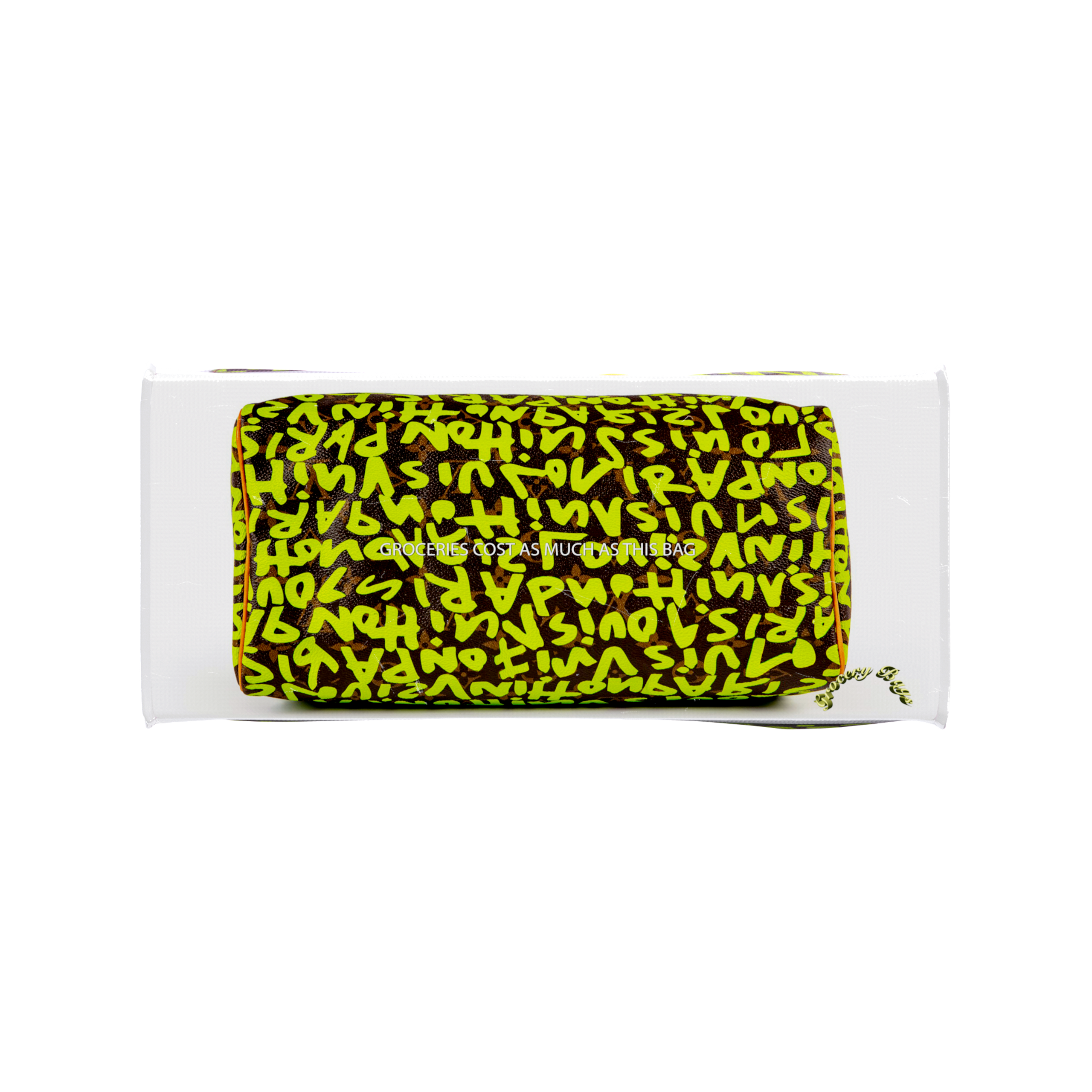 TITA ELVIE DUFFLE GROCERY BAG, BROWN CANVAS, LARGE