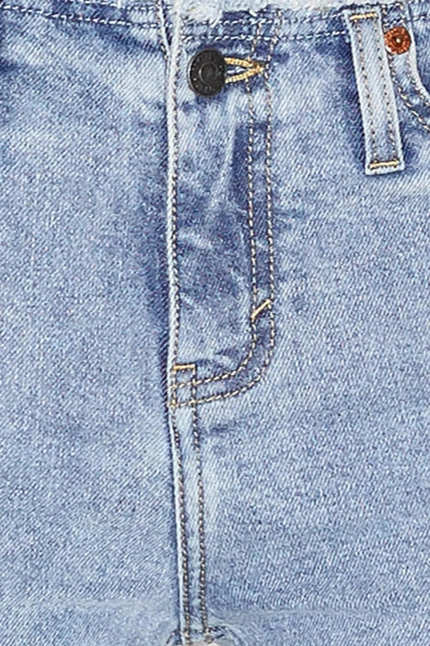 Frayed Low Rise Jeans in Light Wash Blue