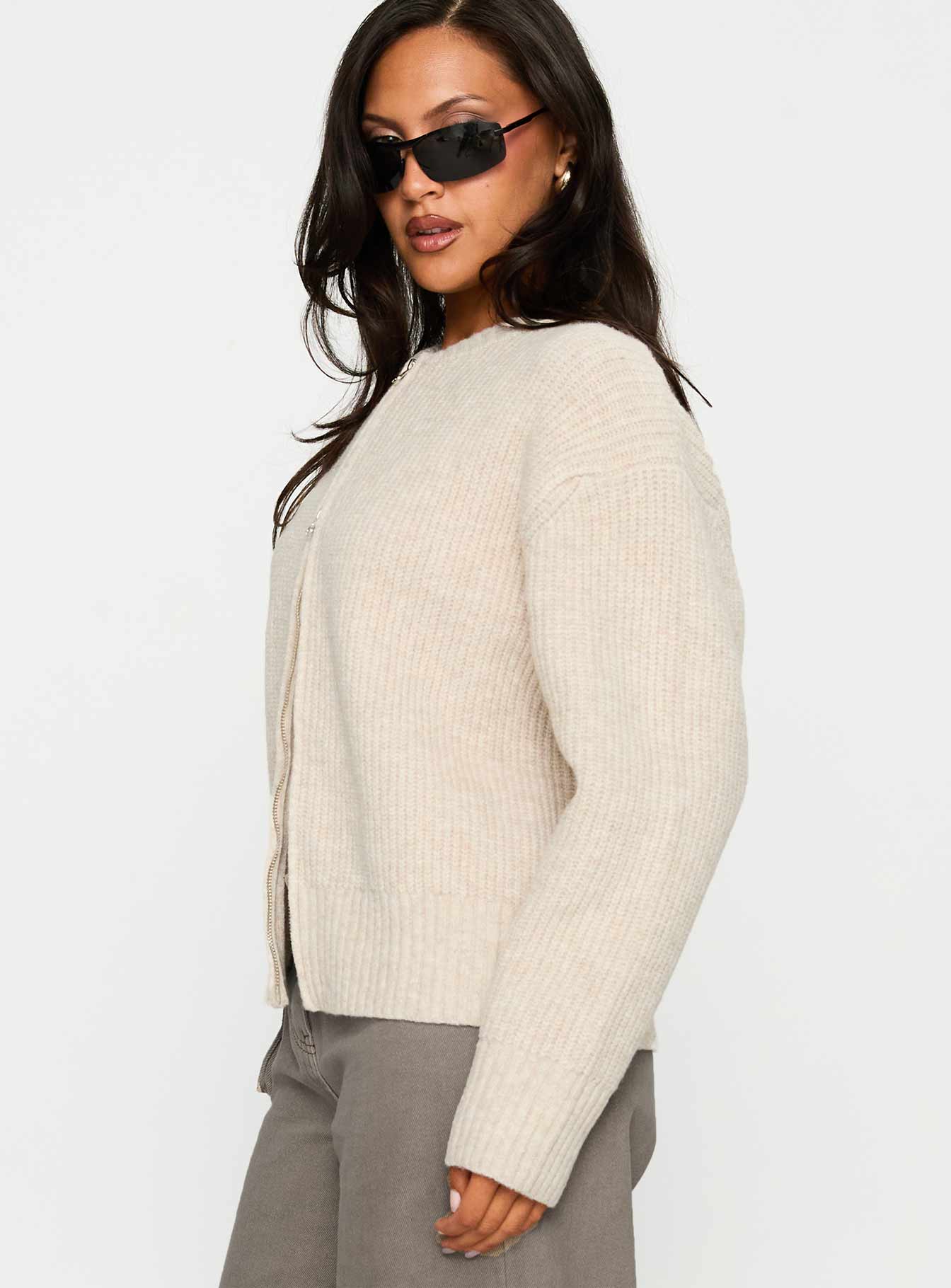 Lexene Zip Through Jumper Oat