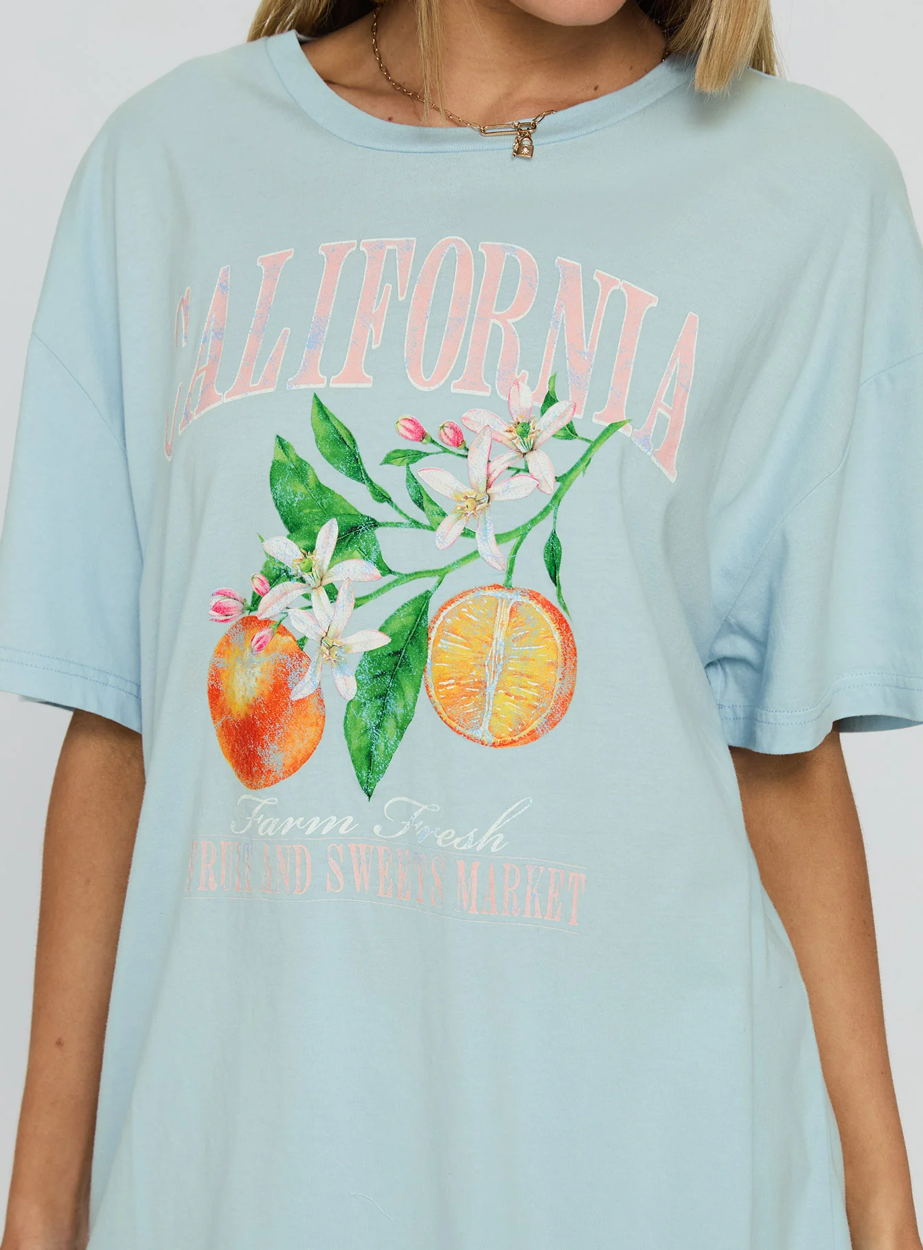 California Sugar Oversized Graphic Tee Blue