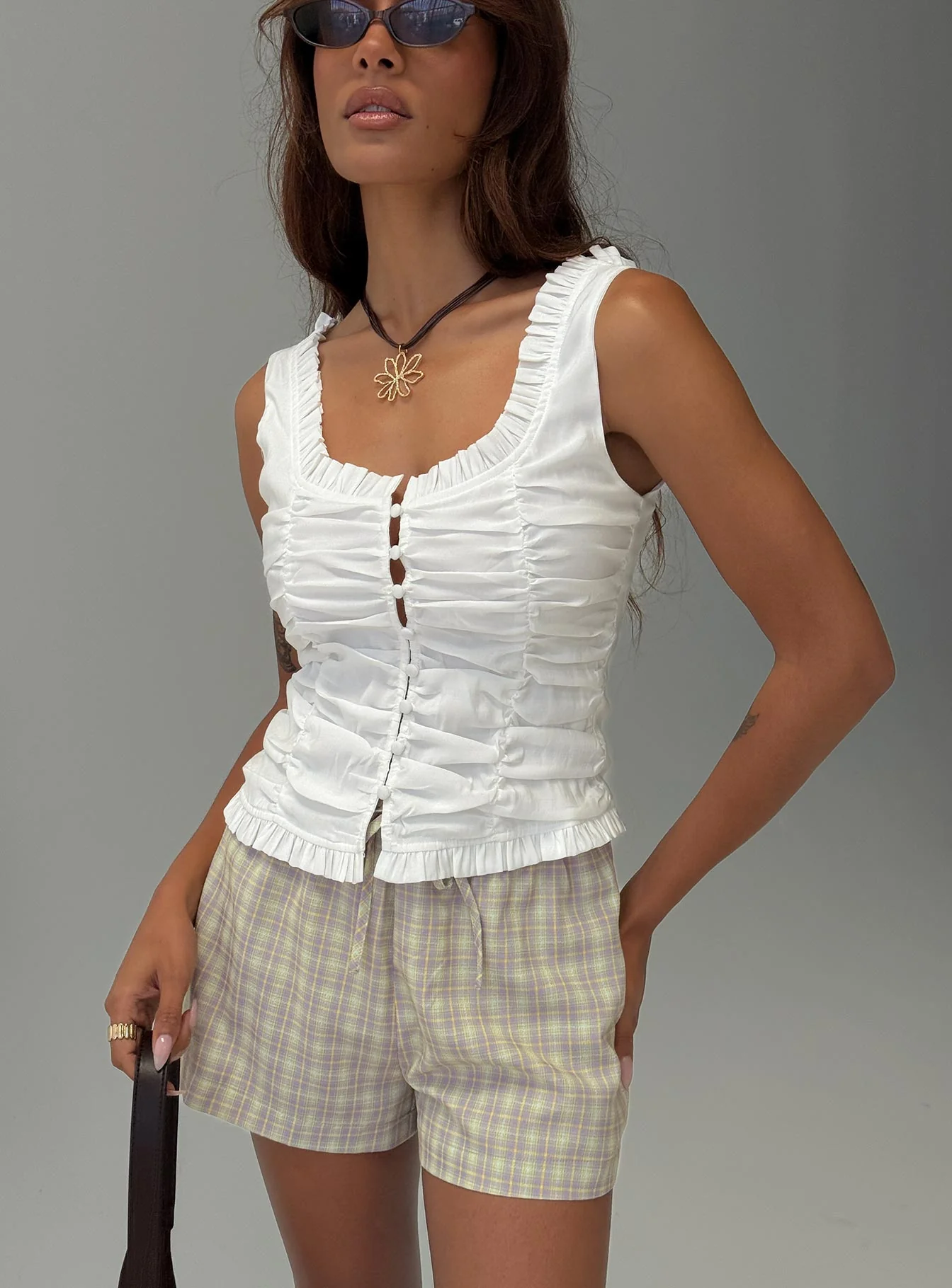 Almeda Button Up Top White