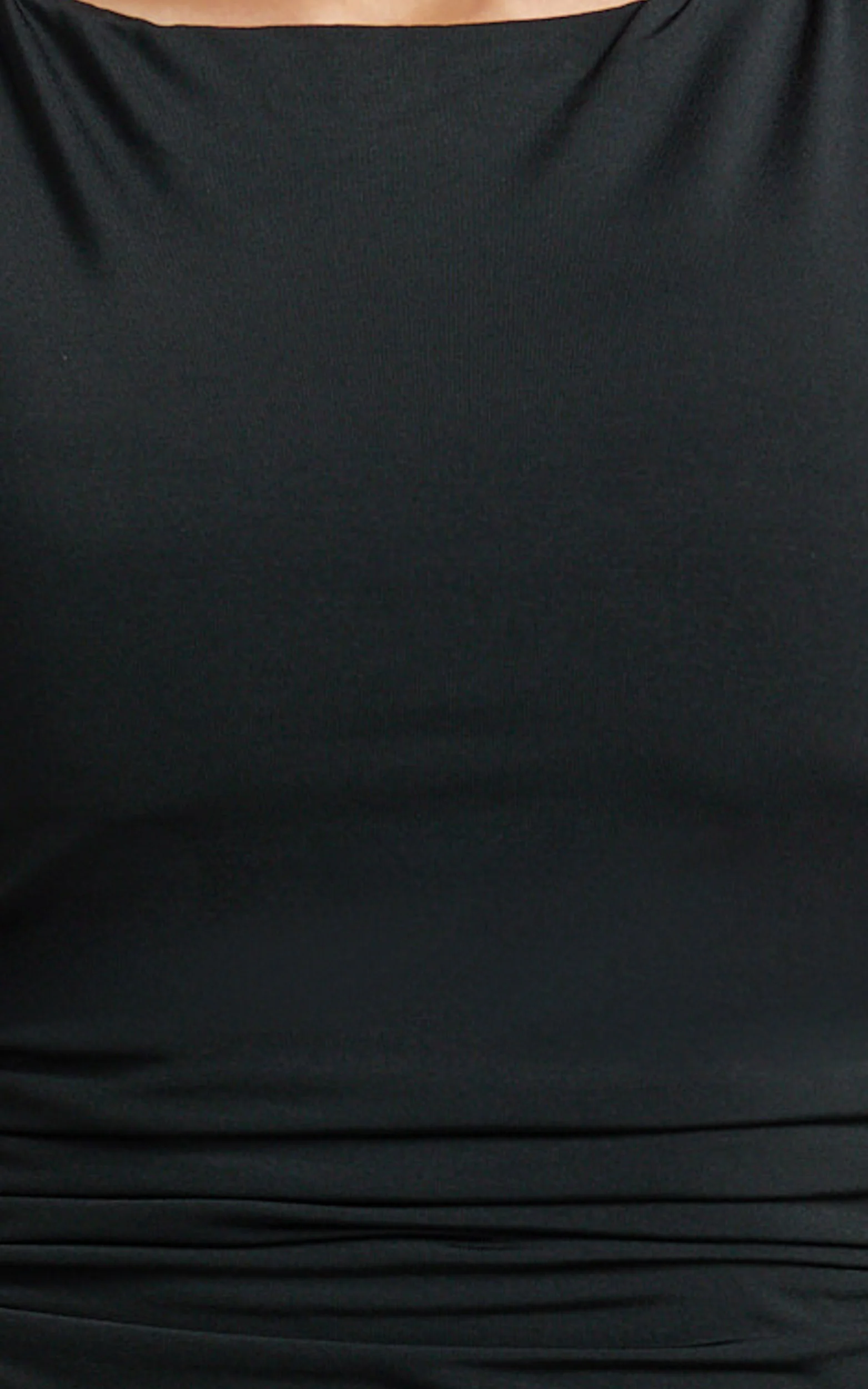 Gail Maxi Dress - Jersey Scoop Neck Open Back Bodycon Dress in Black