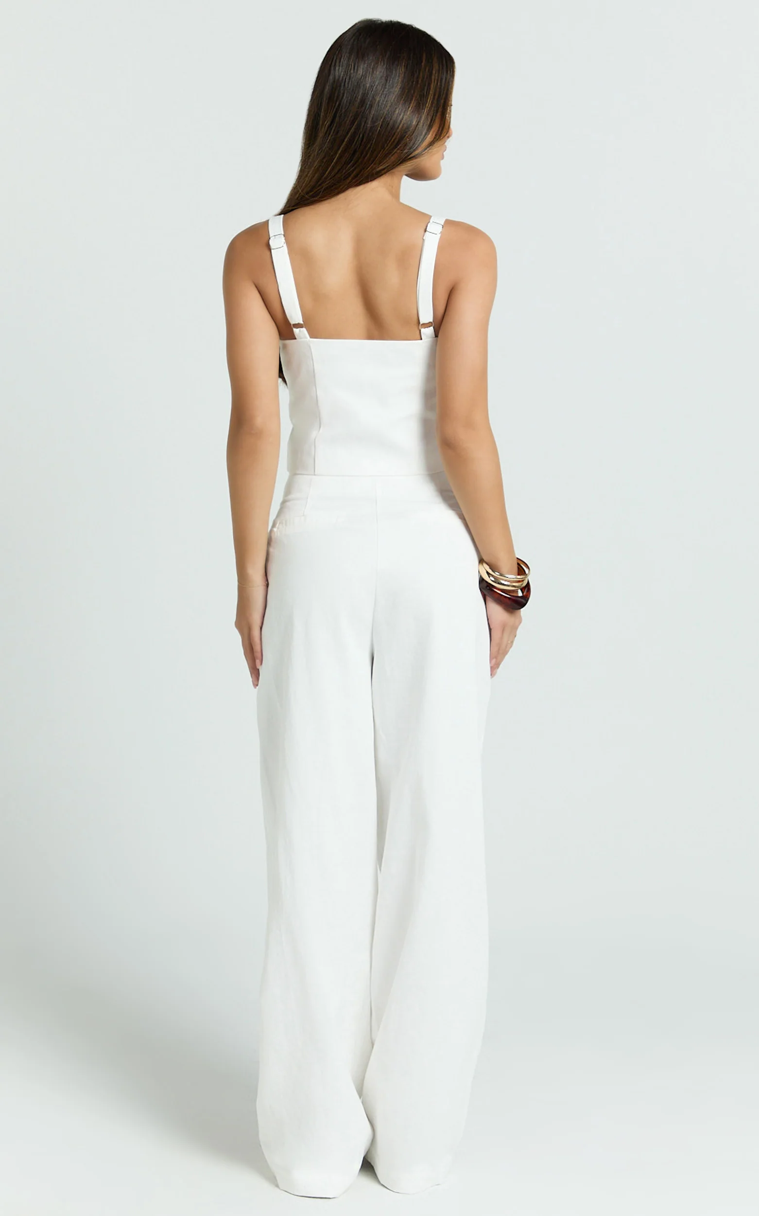 Oliver Pants - High Waist Wide Leg Pleated Pants in White