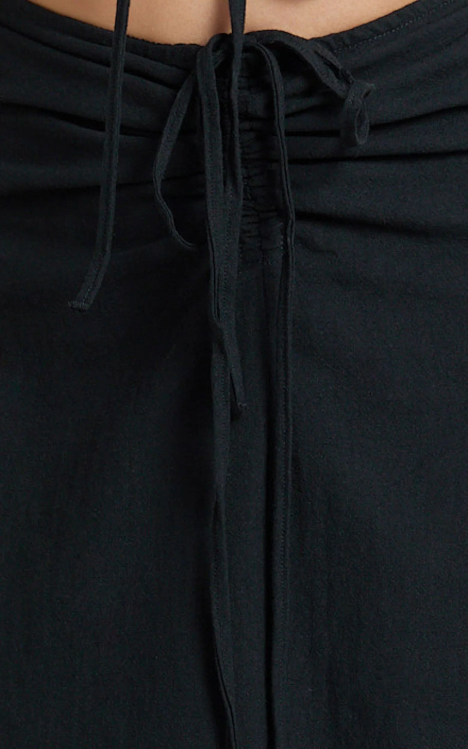 Daphne Maxi Dress - Gathered Cut Out A Line Dress in Black