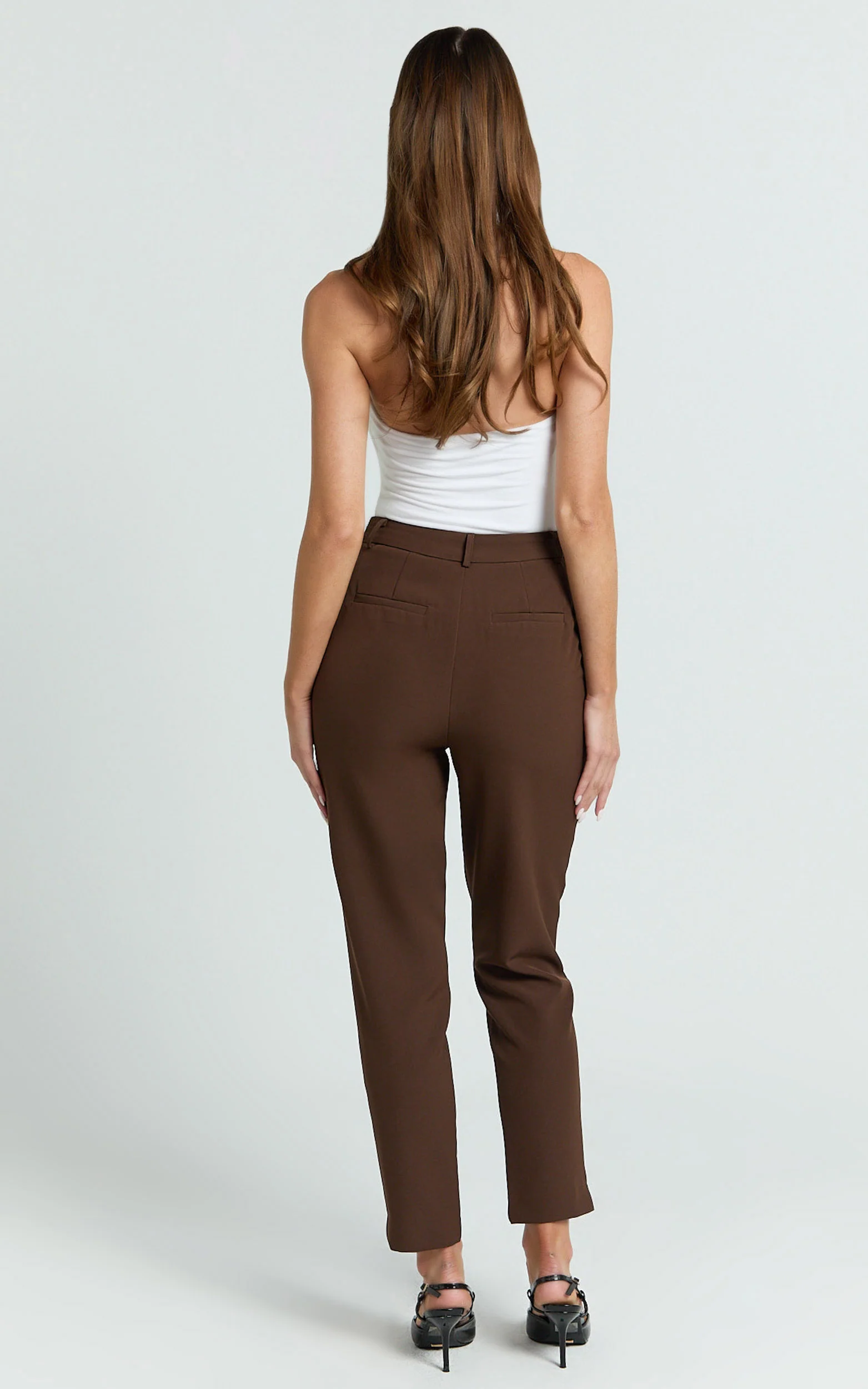 Hermie Pants - High Waisted Cropped Tailored Pants in Chocolate