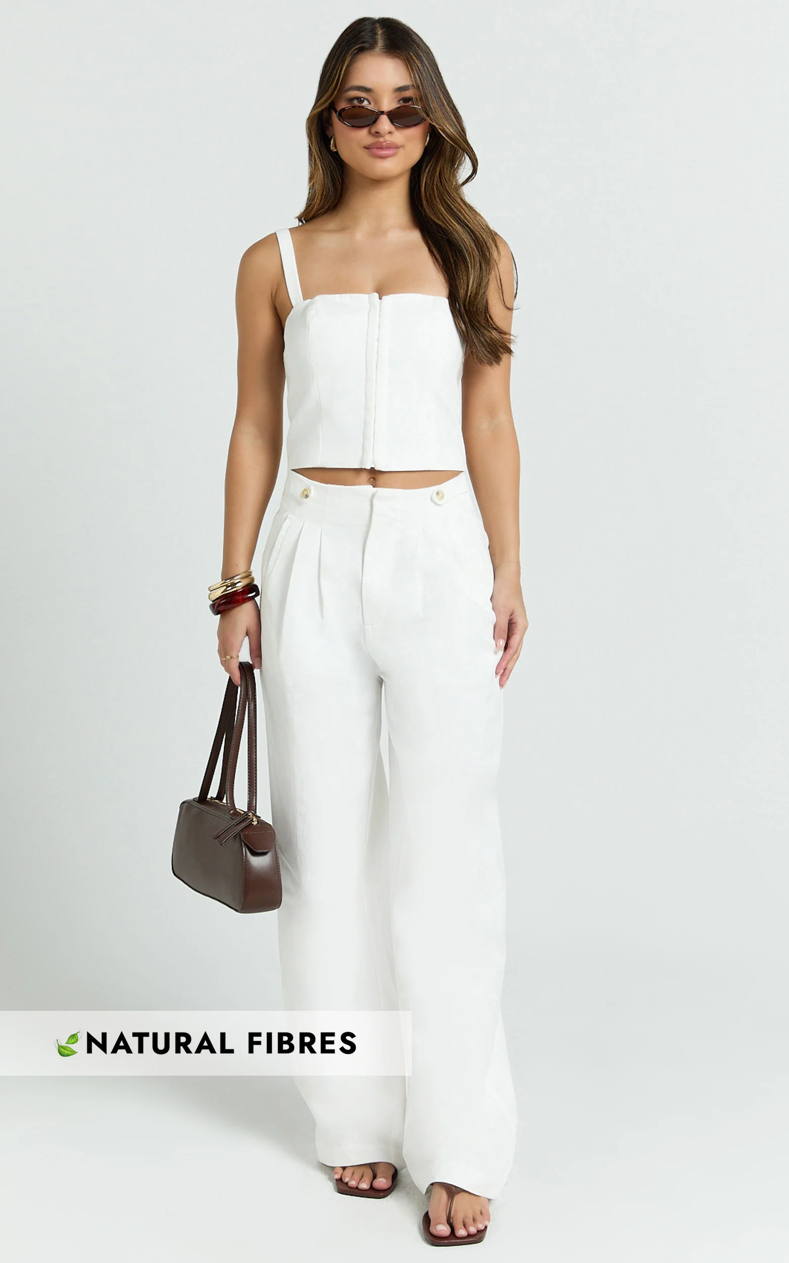 Oliver Pants - High Waist Wide Leg Pleated Pants in White