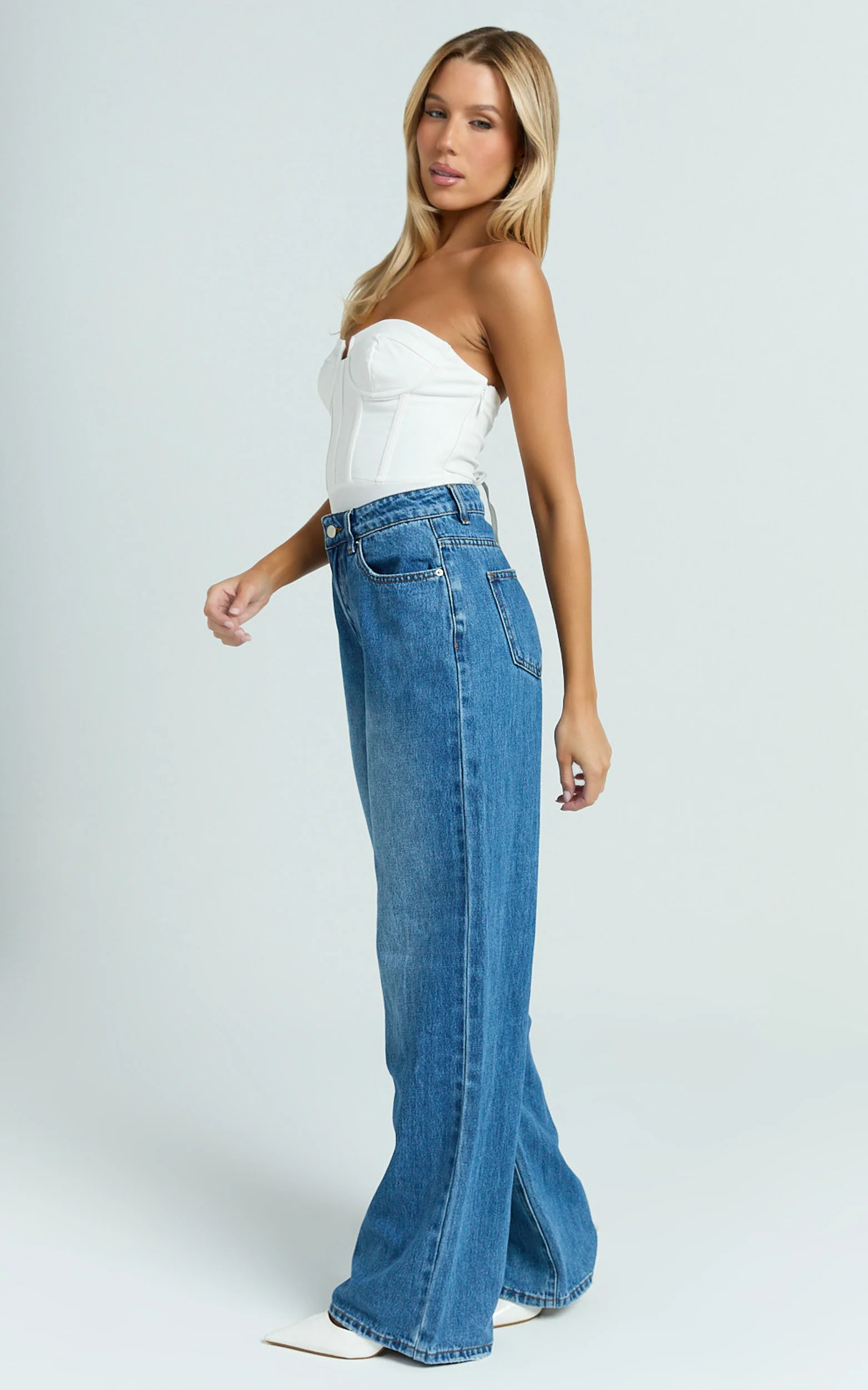 Brigitte Bodysuit - Sweetheart Paneled Bodysuit in White