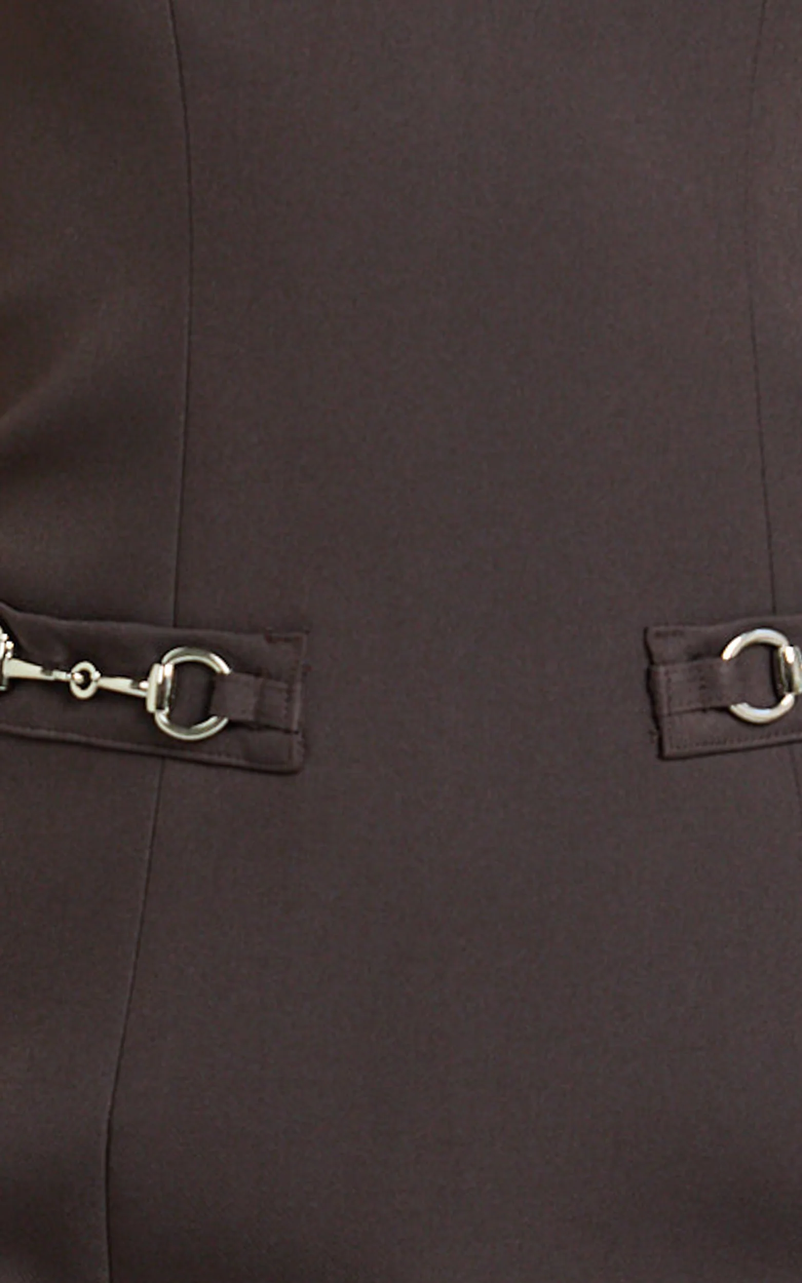 Desi Mini Dress - Square Neck Cap Sleeve Buckle Dress in Chocolate