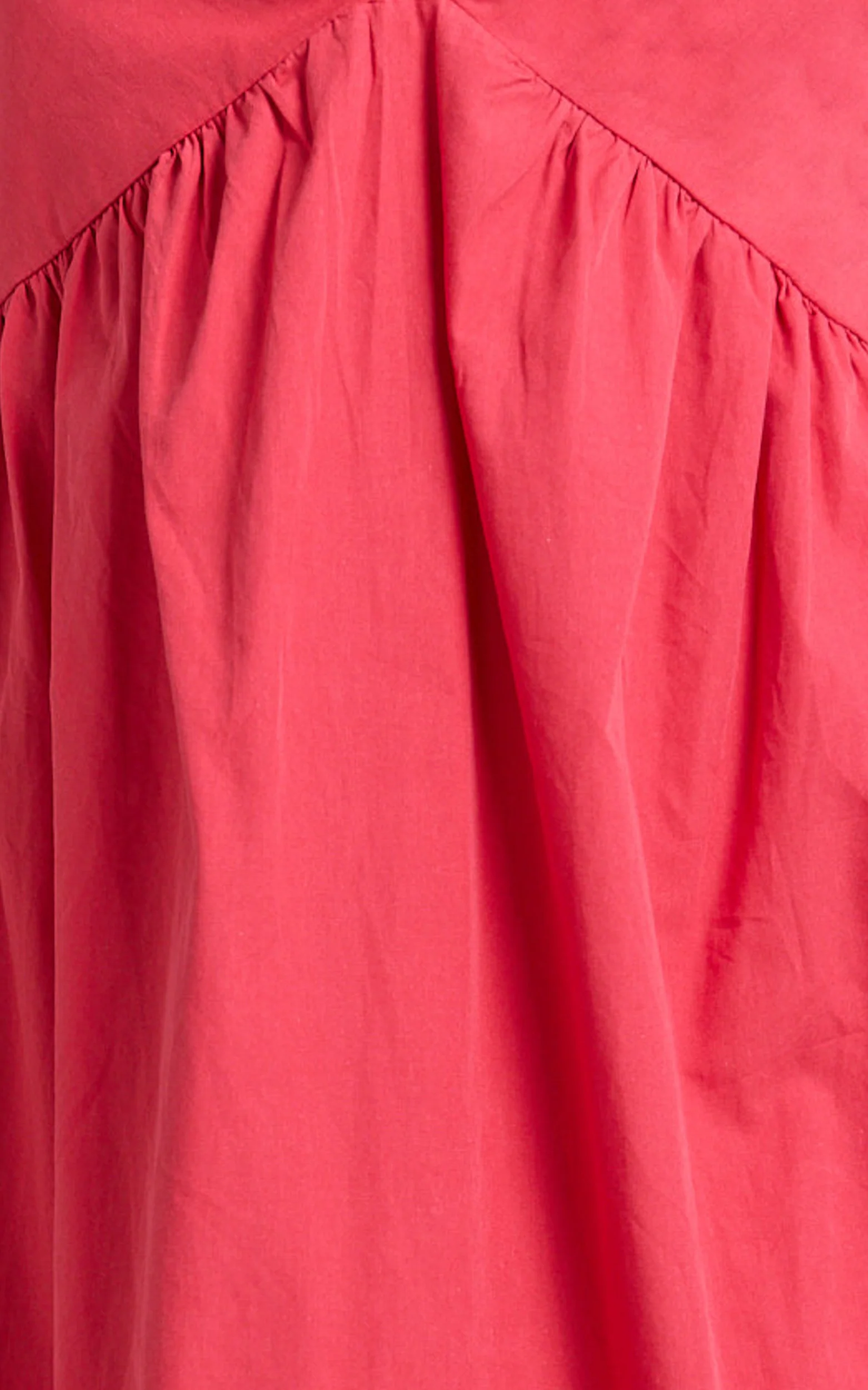 Augusta Midi Dress - Gathered Halter Neck Tiered Midi Dress in Red