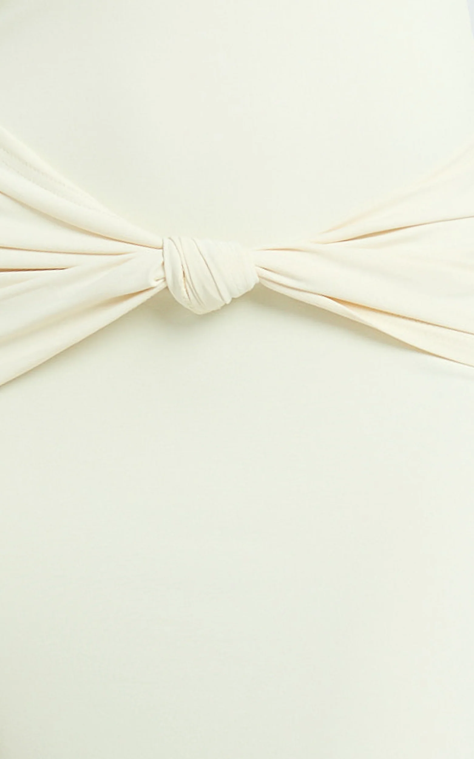 Amelita Midi Dress - Long Sleeve Knot Detail Dress in Cream