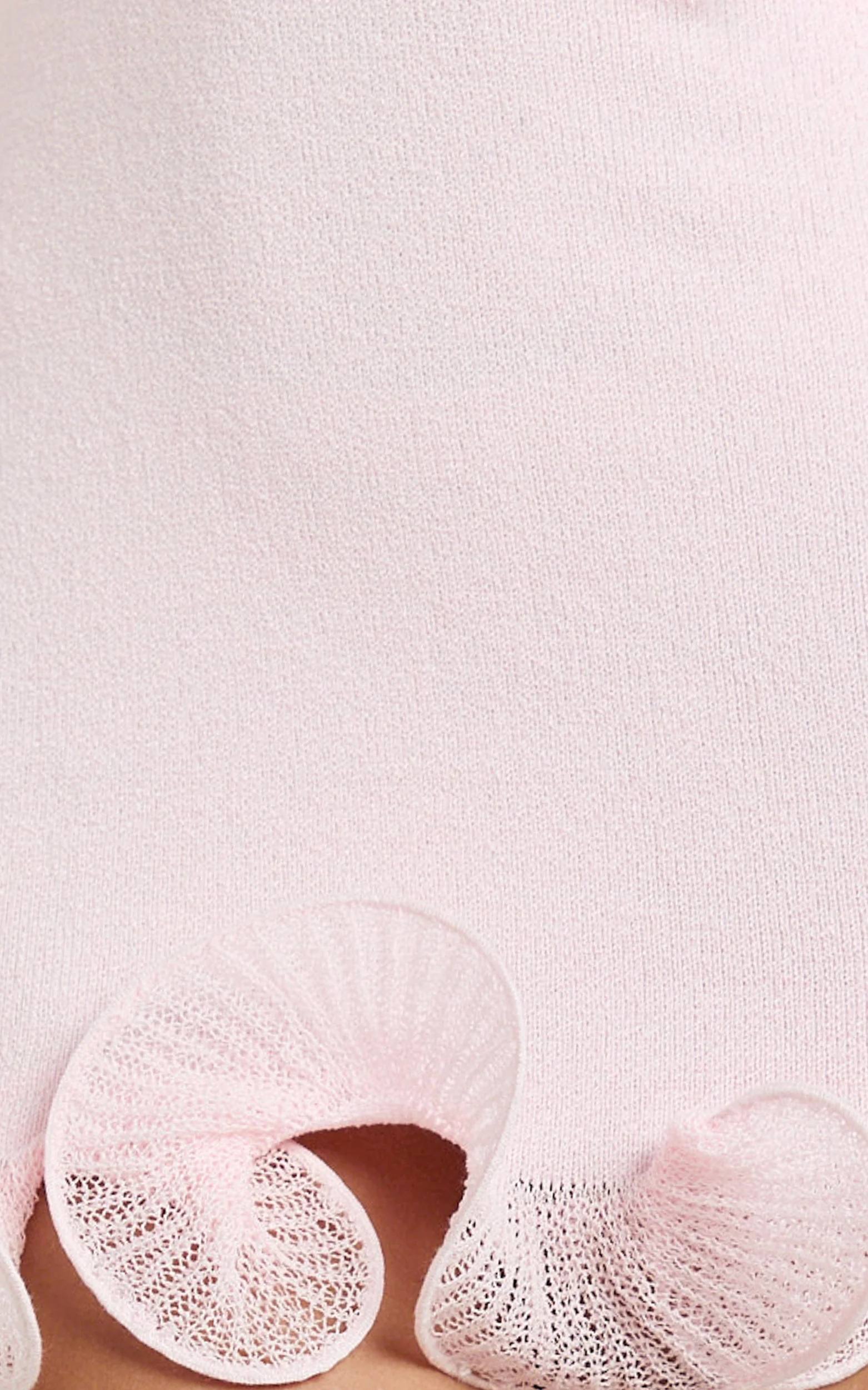 Estelle Mini Dress - Off Shoulder Long Sleeve Frilled Hem Fitted Dress in Baby Pink