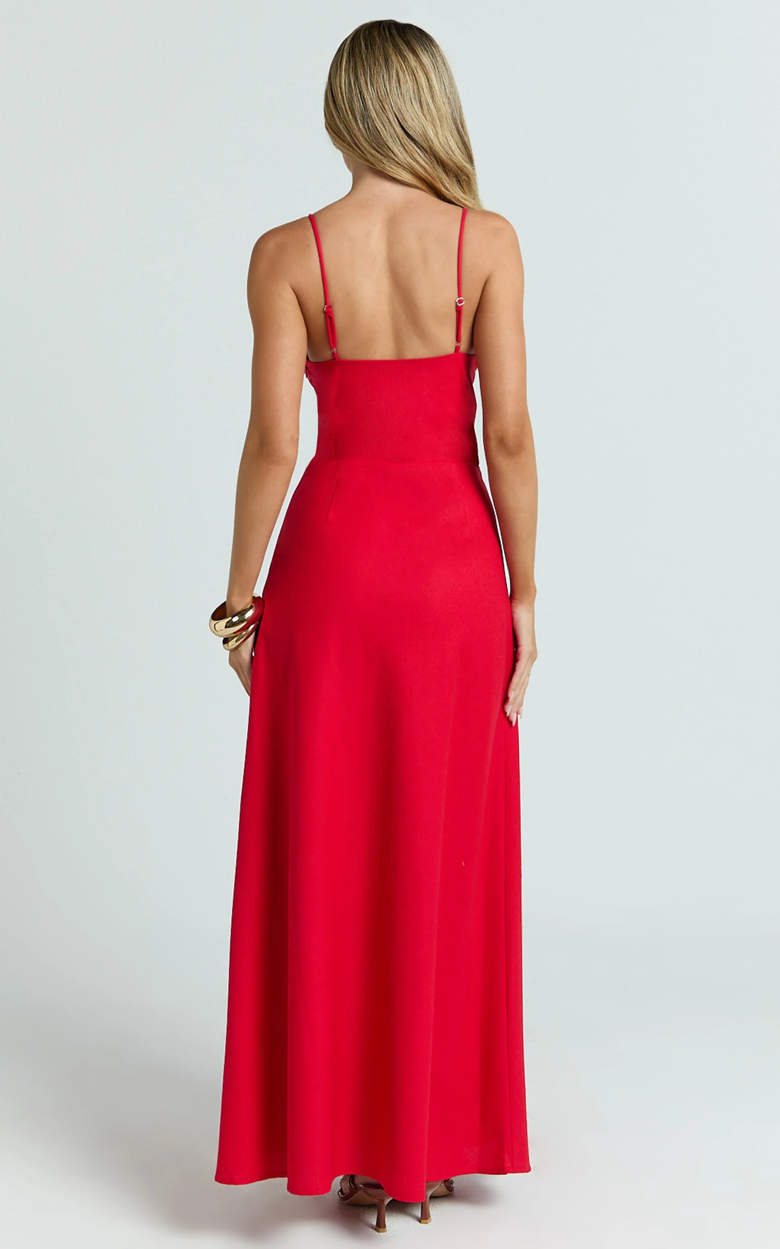 Hinata Maxi Dress - Linen Blend Slip Dress in Red